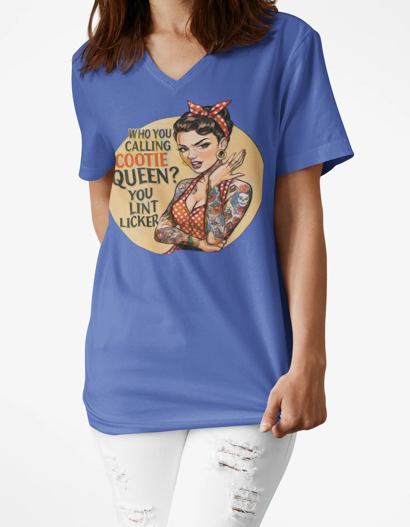 Cootie Queen V-Neck Graphic Tee - Image 4
