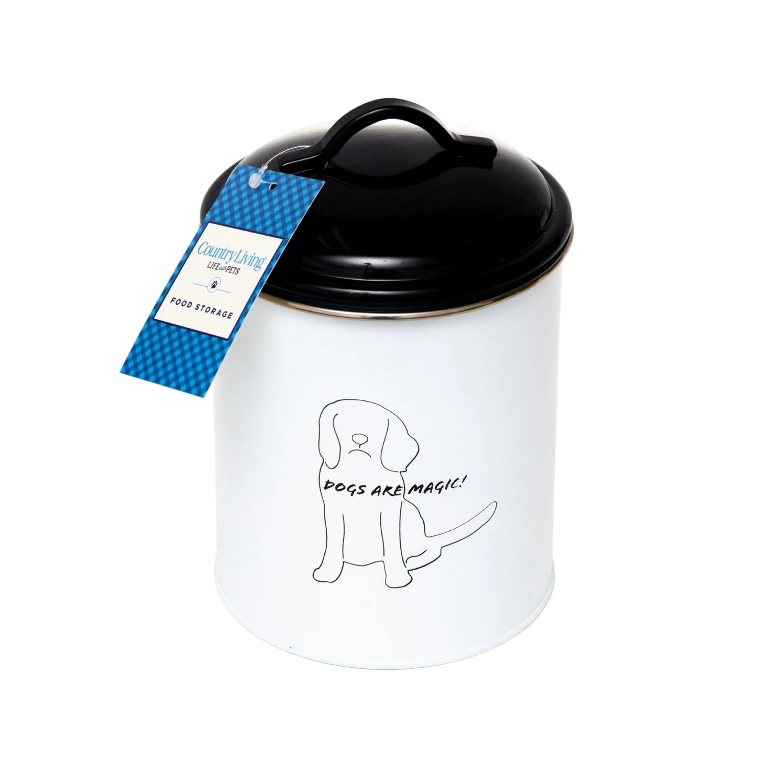 Country Living Set of 3 Pet Treat Storage Canisters β Black & White - Image 4