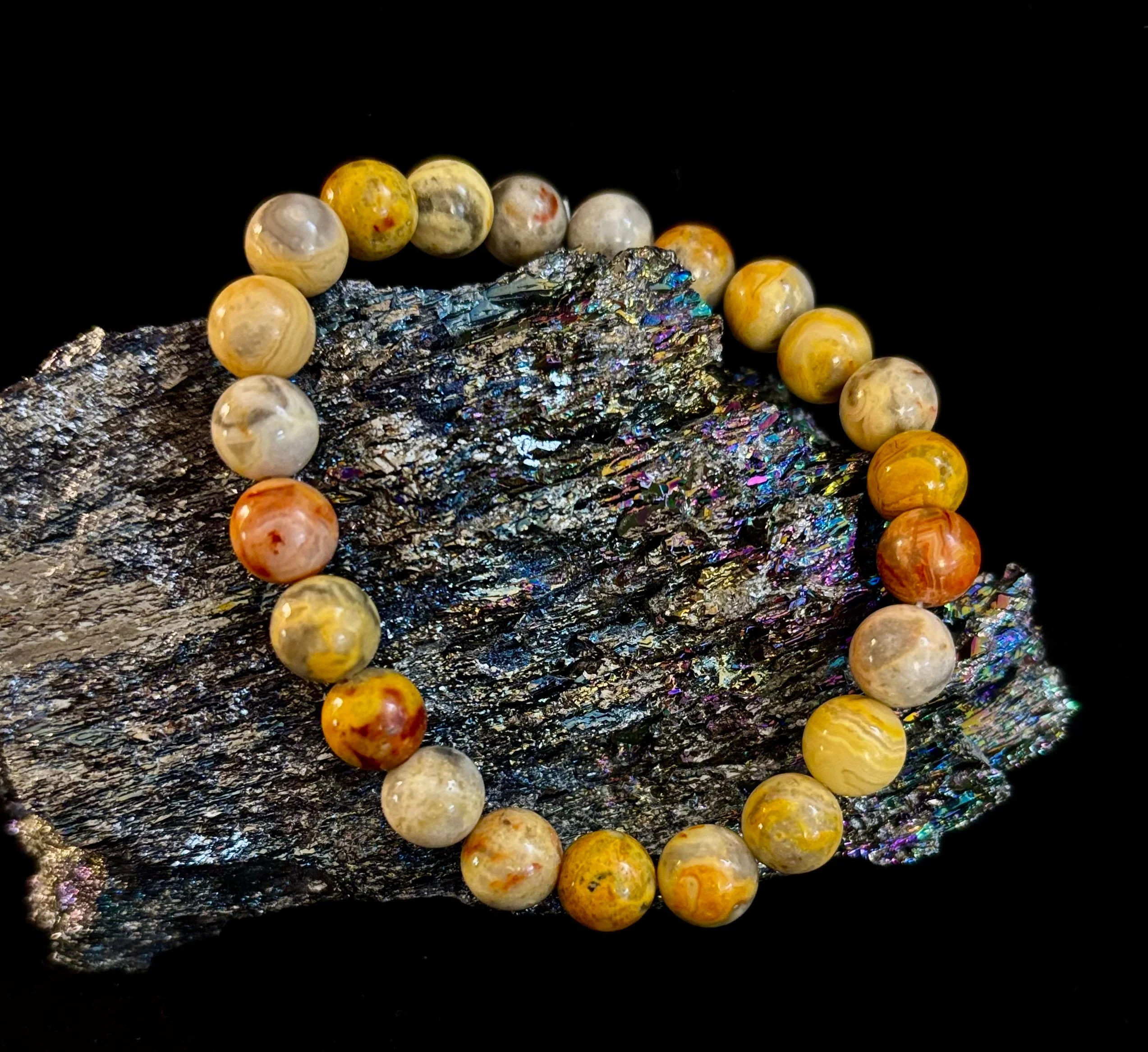 Crazy Lace Jasper Bracelet – 8mm Beads for Joy, Laughter, Support (Medium Wrists) - Image 5