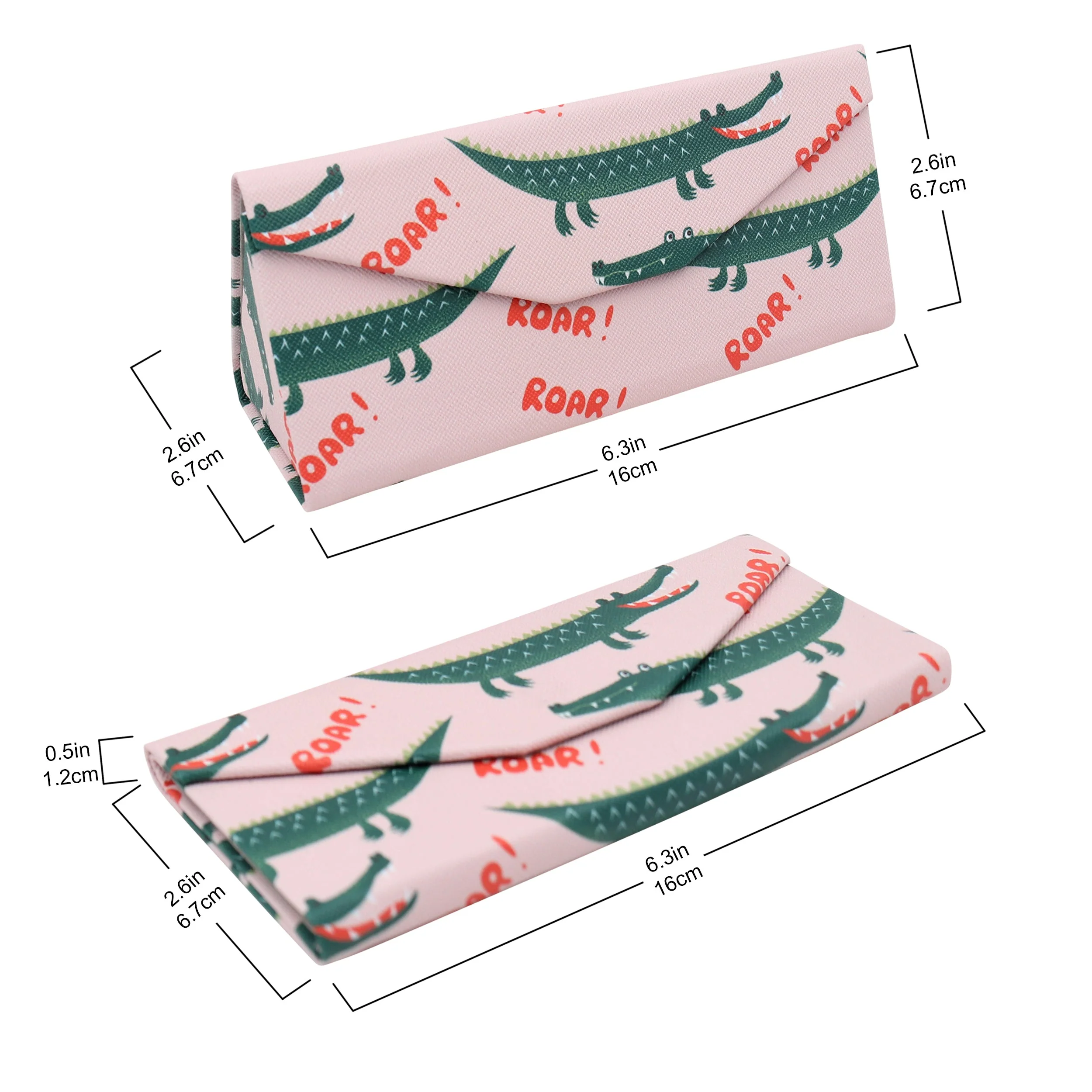 Crocodile Print Glasses Case - Vegan Leather Magic Folding Hardcase - Image 2