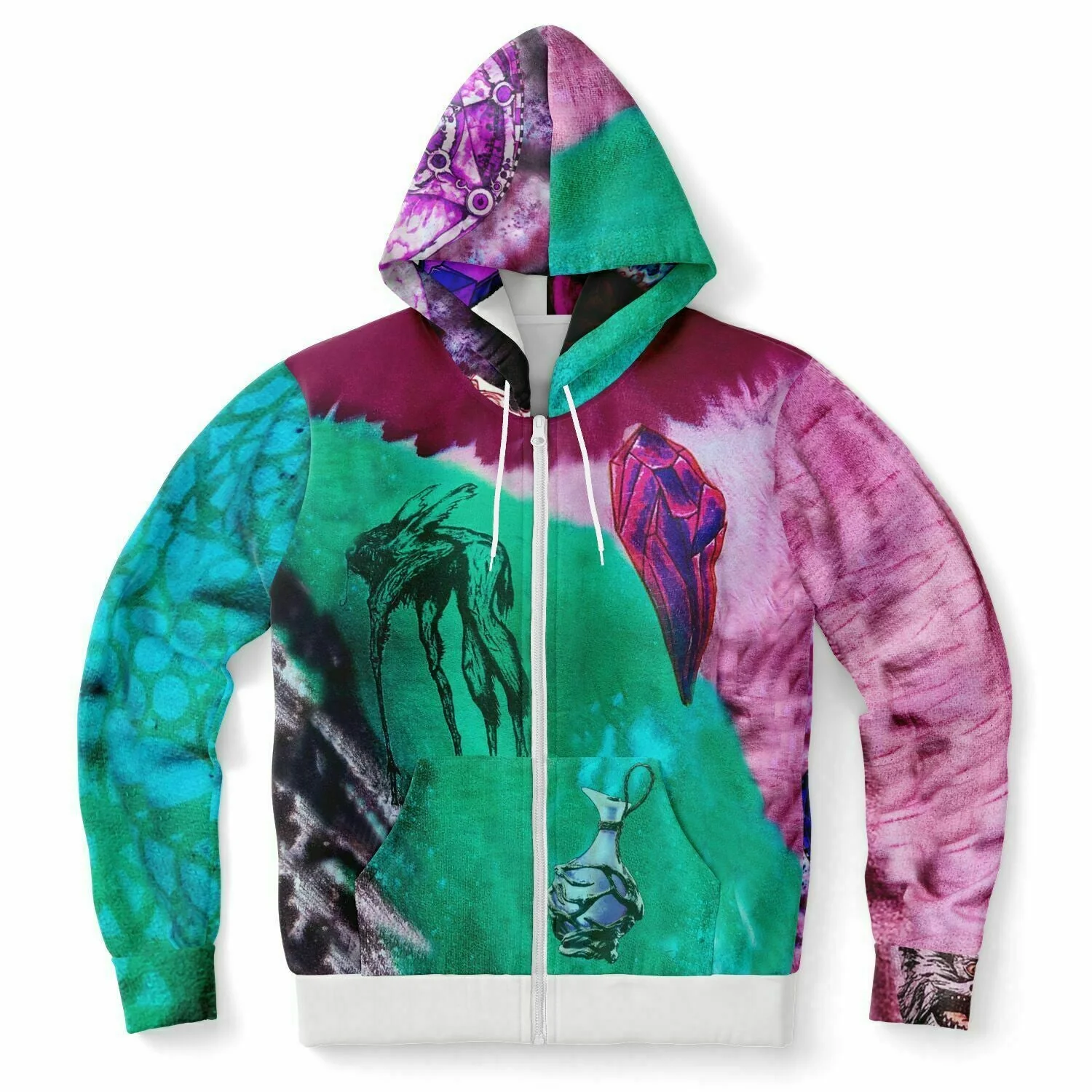 Dark Crystal Contrast Hem Zip Hoodie - Image 2