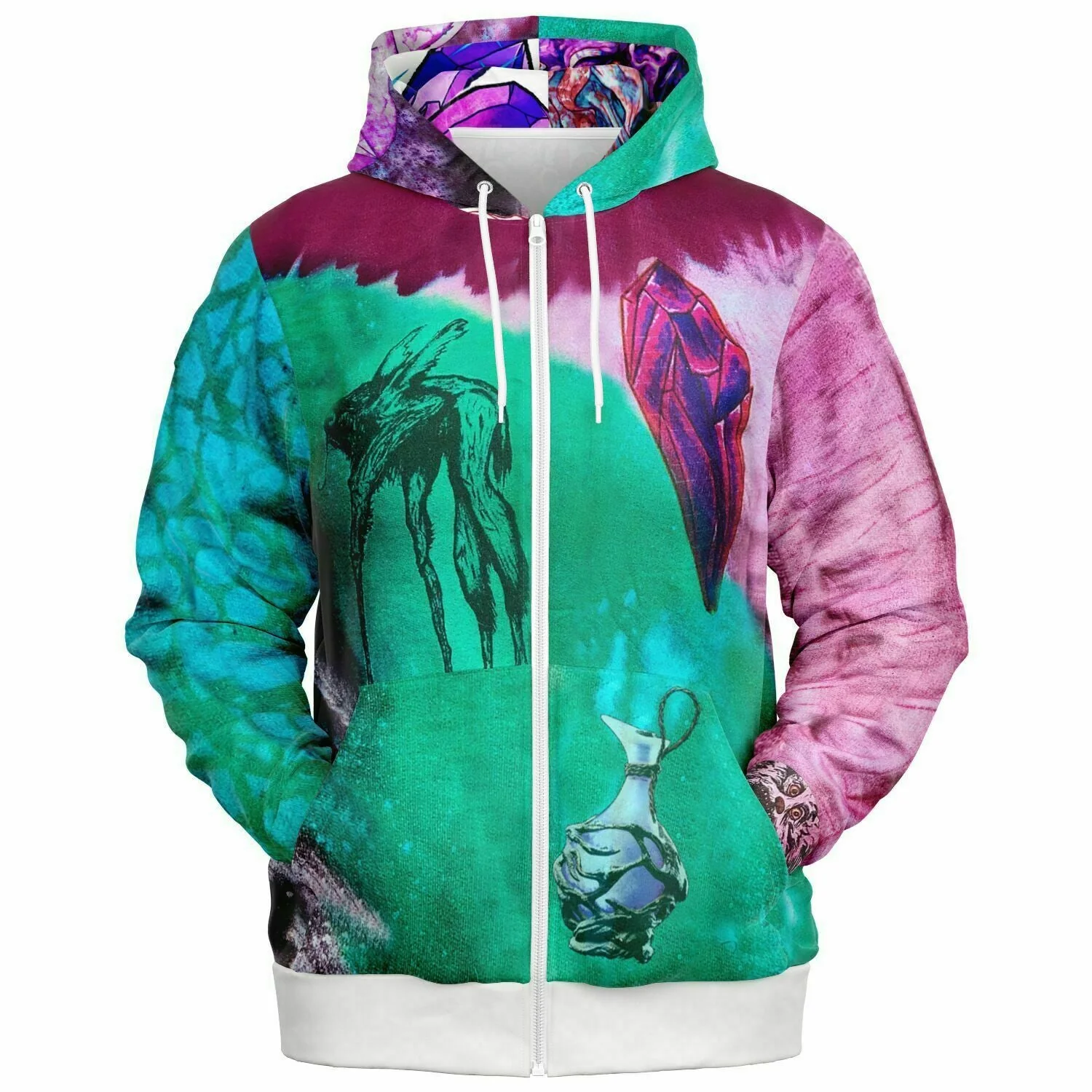 Dark Crystal Contrast Hem Zip Hoodie - Image 4