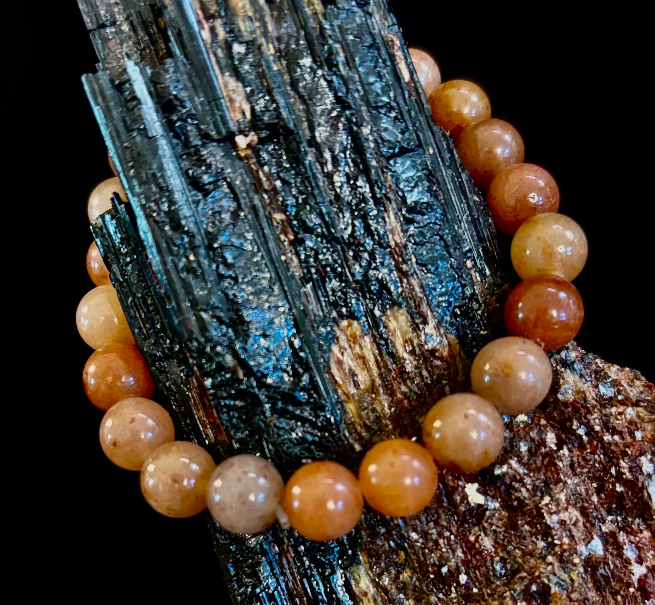 Dark Strawberry Quartz Bracelet β 8mm Beads, Medium Wrists - Image 11