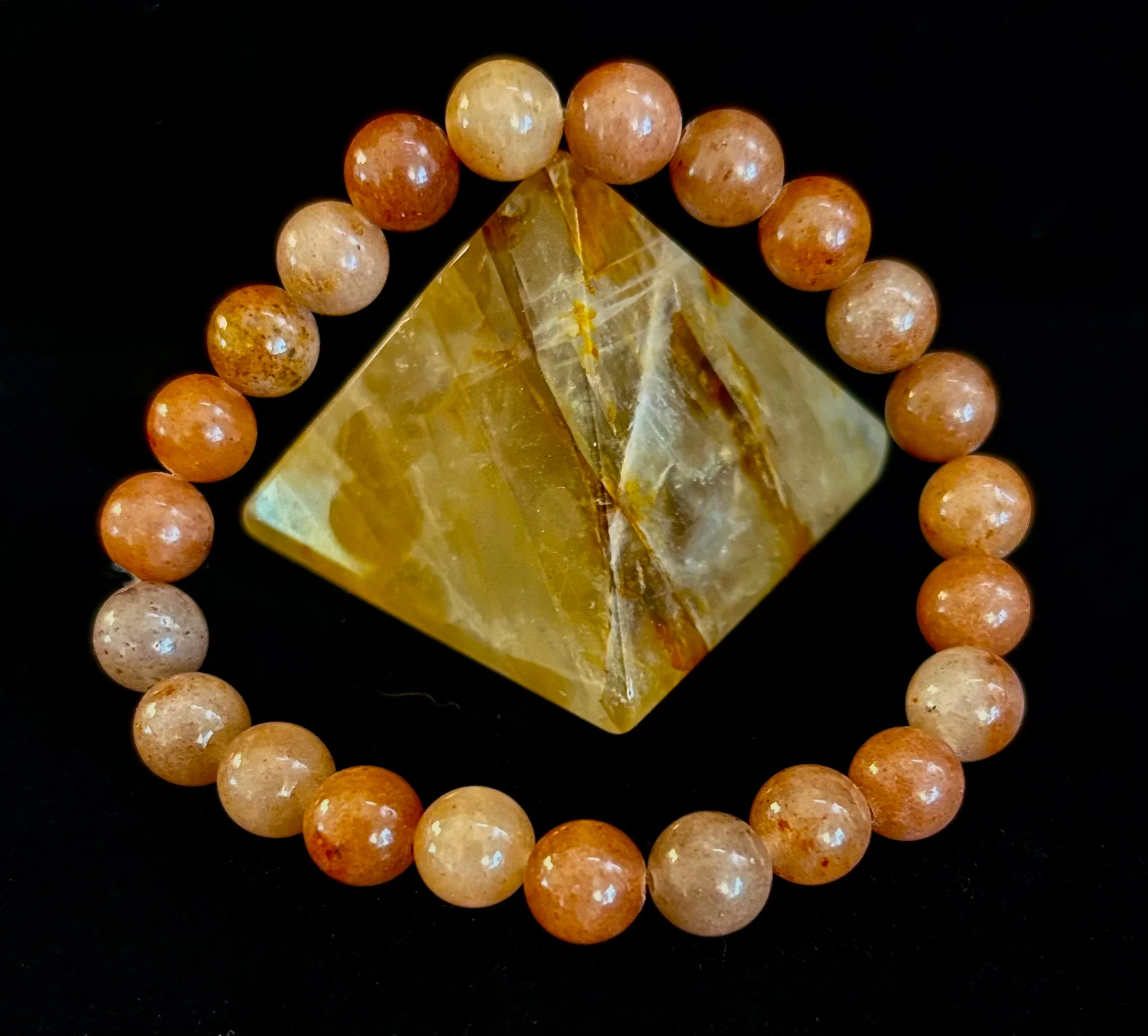 Dark Strawberry Quartz Bracelet β 8mm Beads, Medium Wrists - Image 5