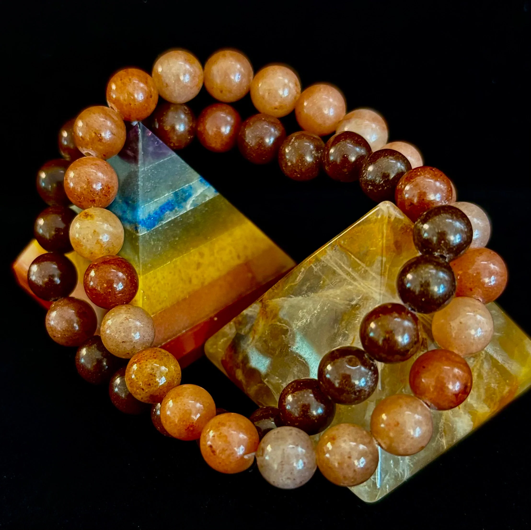 Dark Strawberry Quartz Bracelet β 8mm Beads, Medium Wrists - Image 6