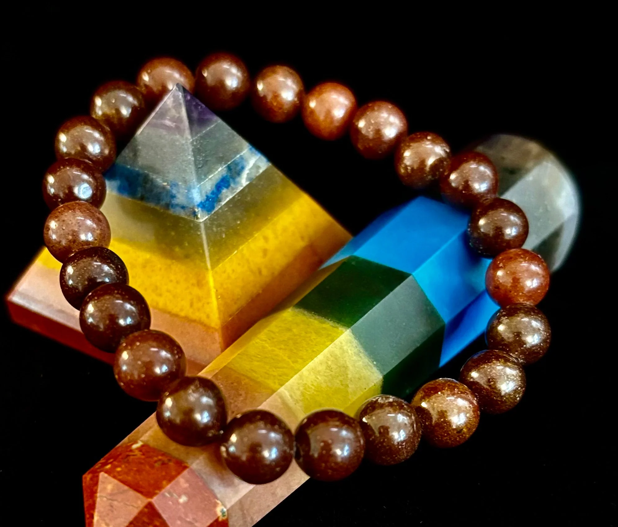 Dark Strawberry Quartz Bracelet β 8mm Beads, Medium Wrists - Image 7