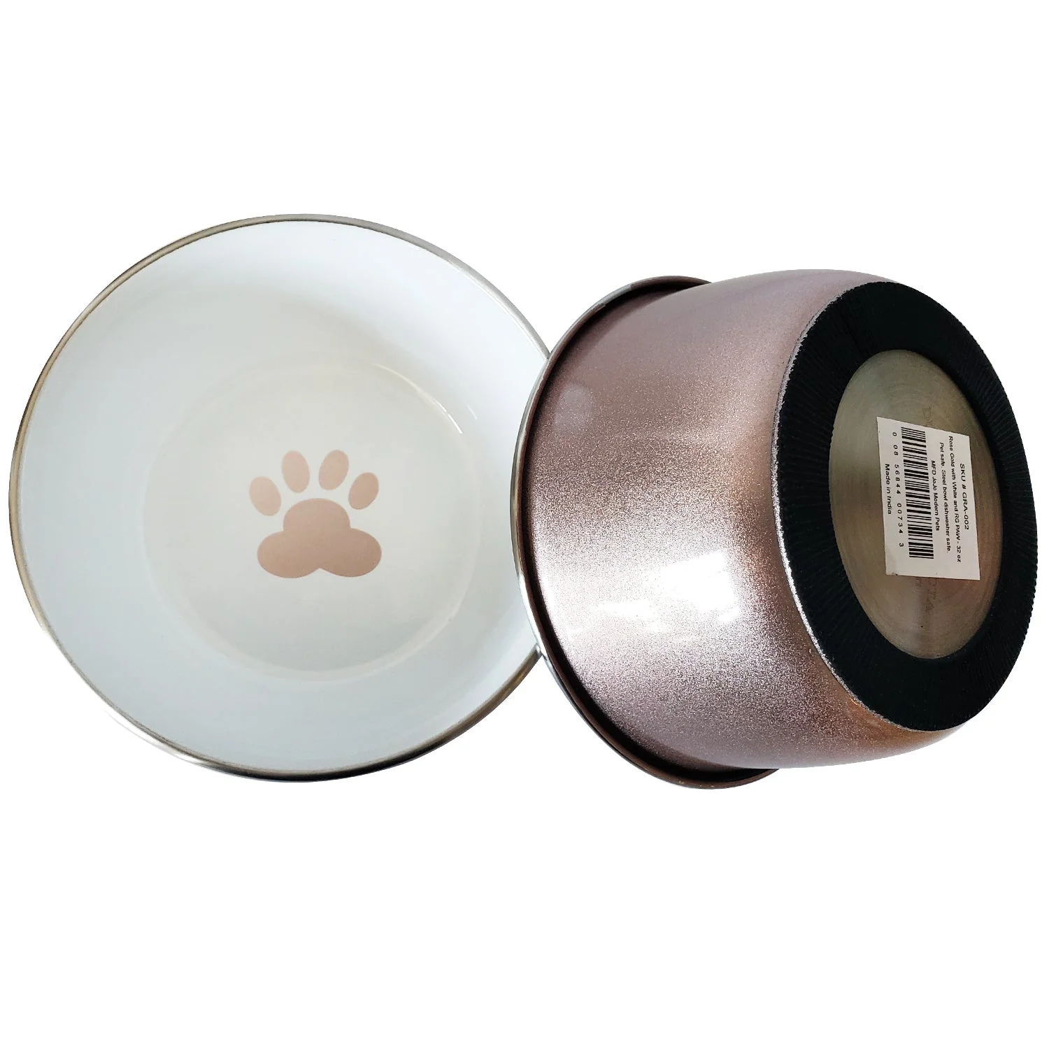 Deep Dog Bowl with Paw Print Design β Stainless Steel Bowl, Ideal for Small, Medium to Large Dogs β Rose Gold - Image 4