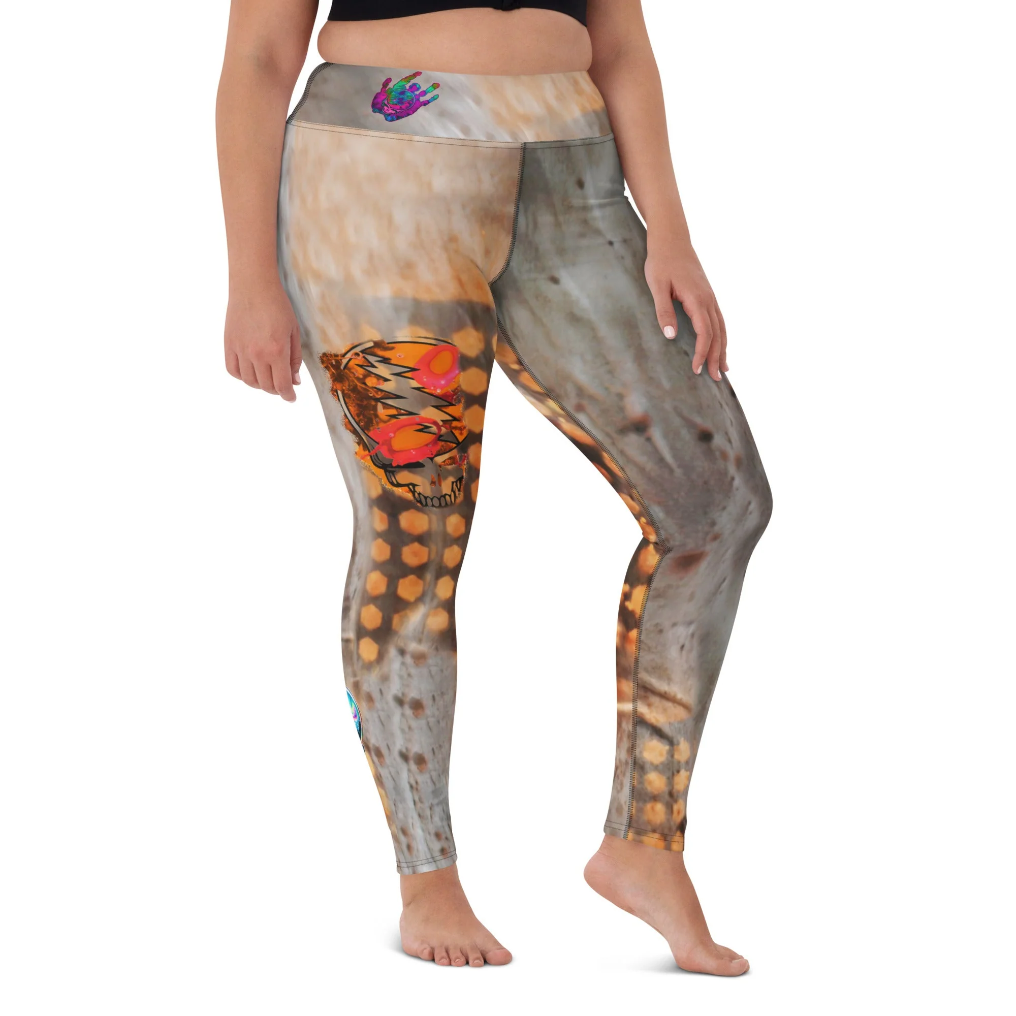 Desert Gold Skully Yoga Leggings - Image 3