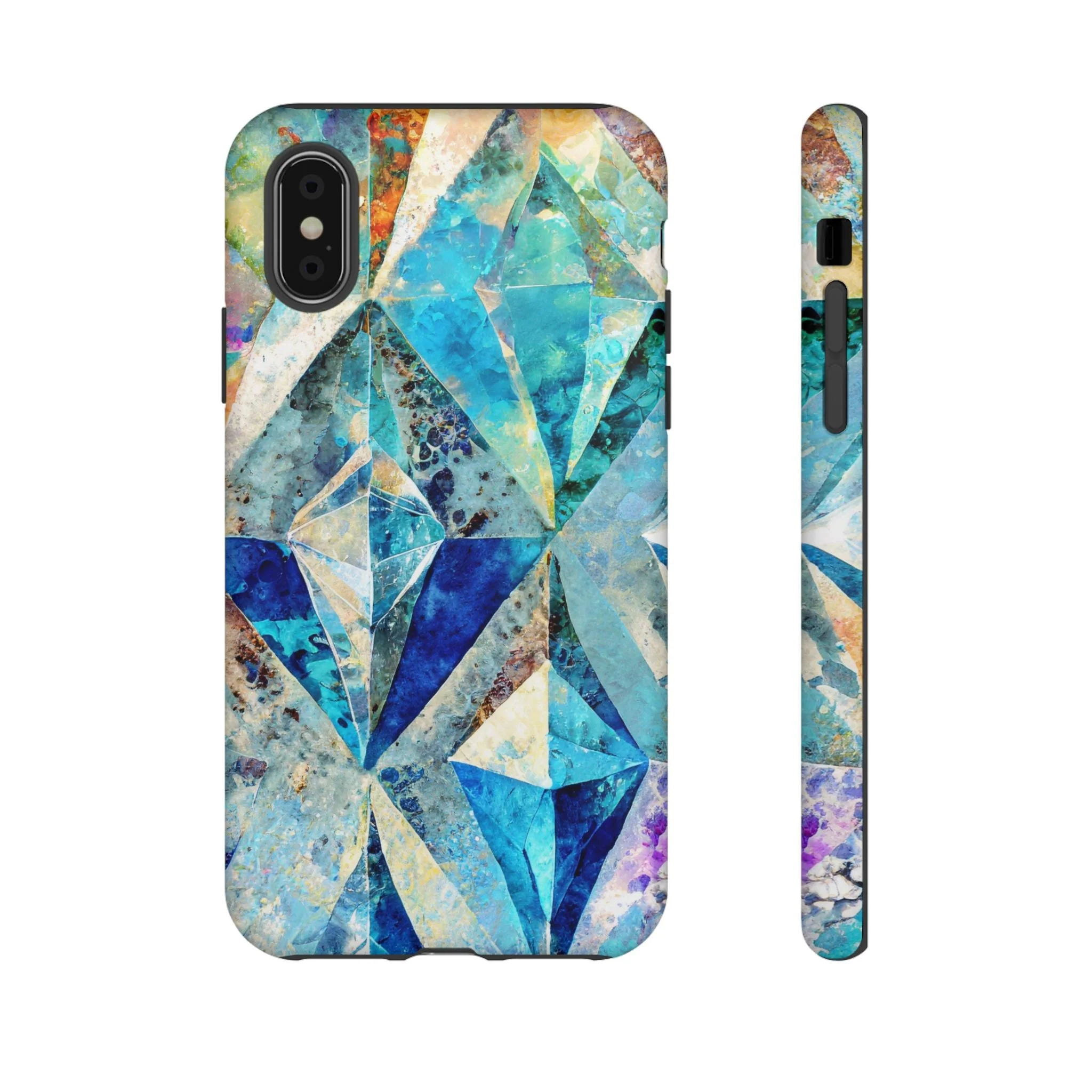 Diamond Blue Abstract Tough Phone Case - Image 10