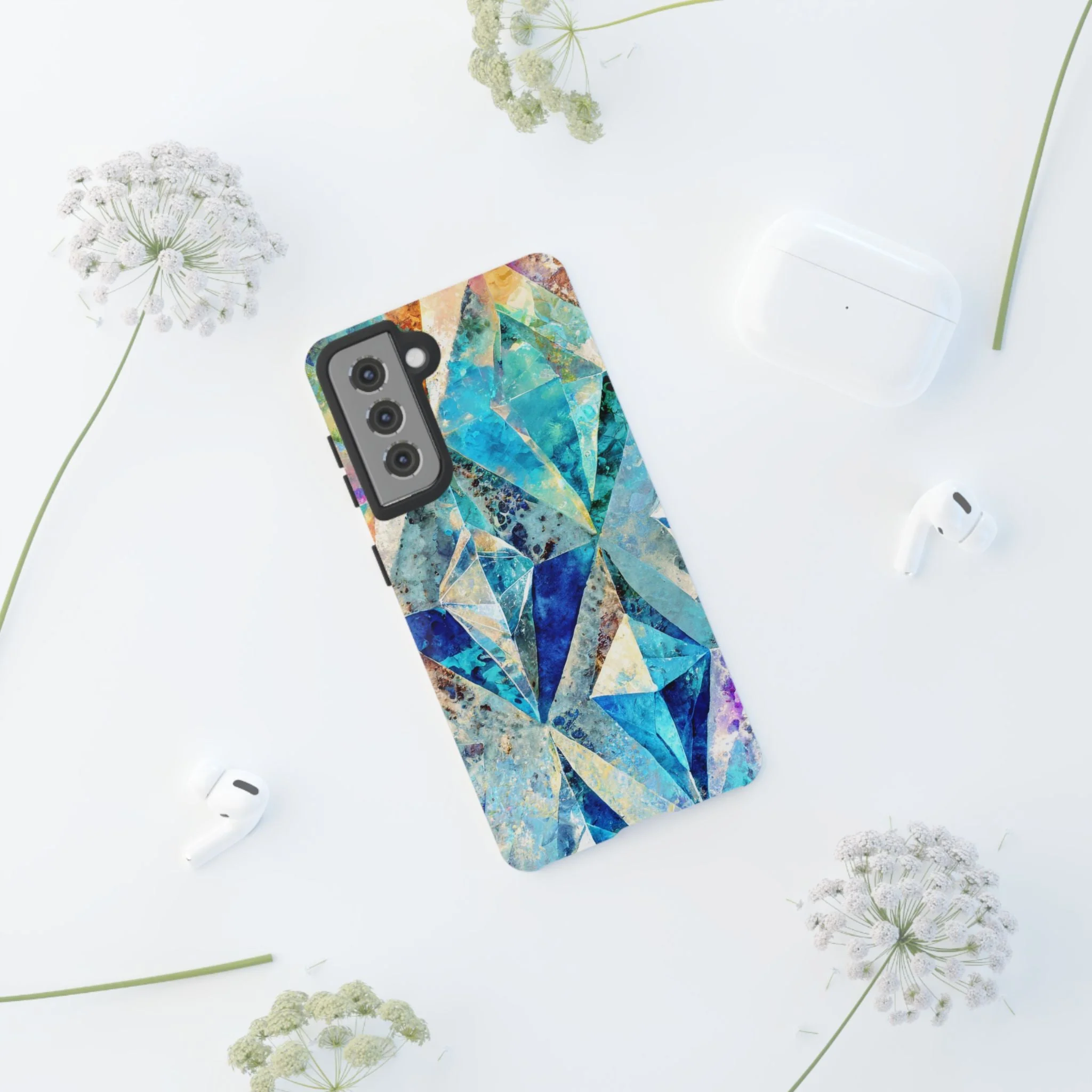 Diamond Blue Abstract Tough Phone Case - Image 59