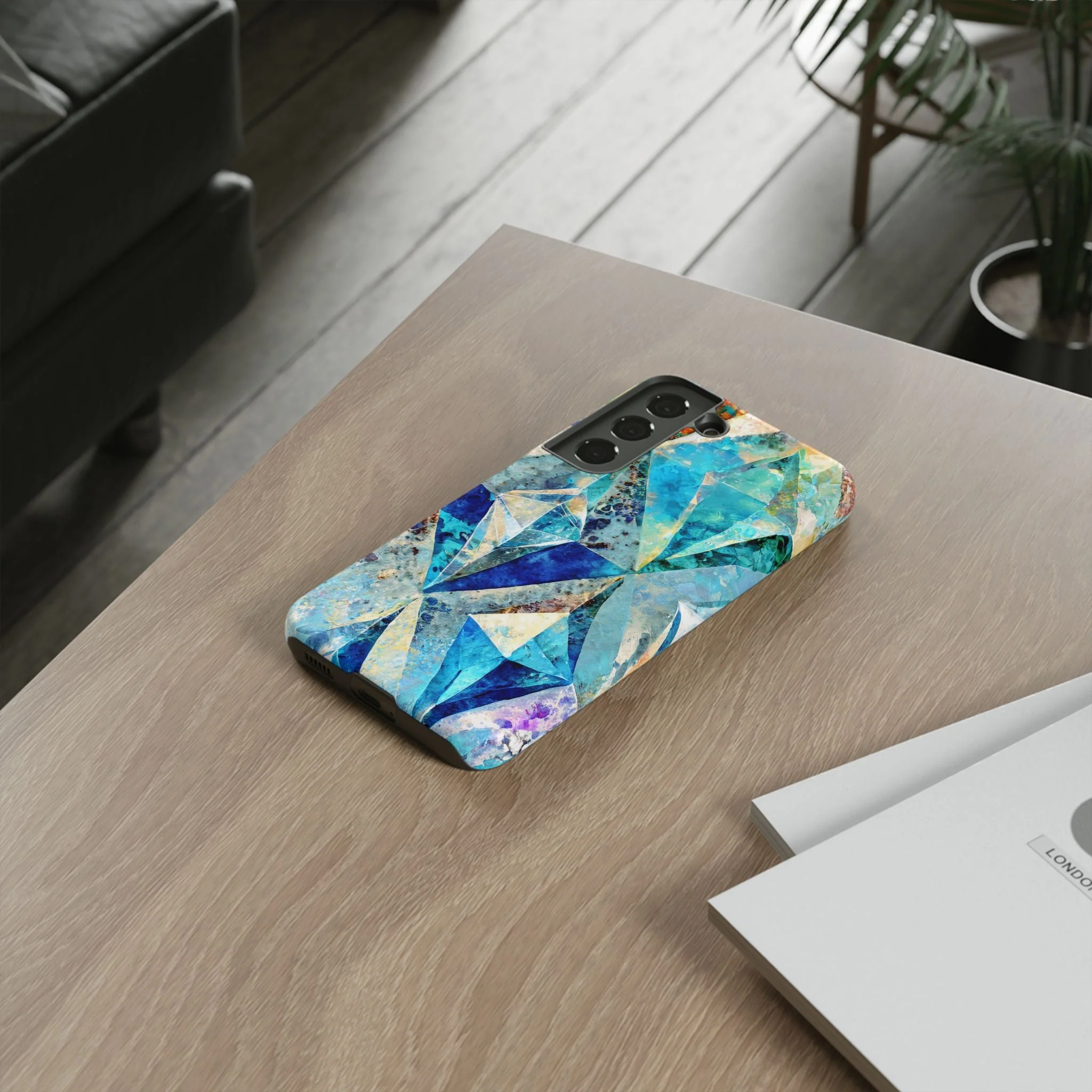 Diamond Blue Abstract Tough Phone Case - Image 64