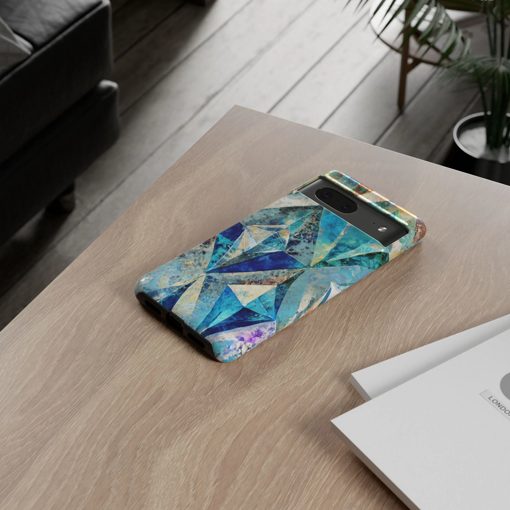 Diamond Blue Abstract Tough Phone Case - Image 79