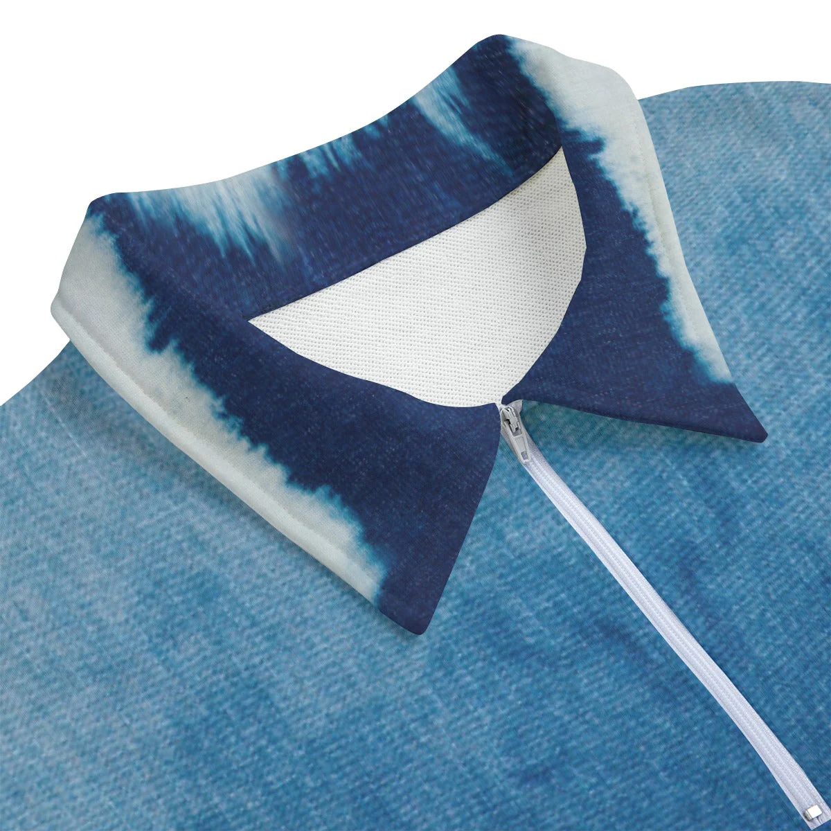 Dip Denim Print Zip Collar Sweatshirt - Image 3