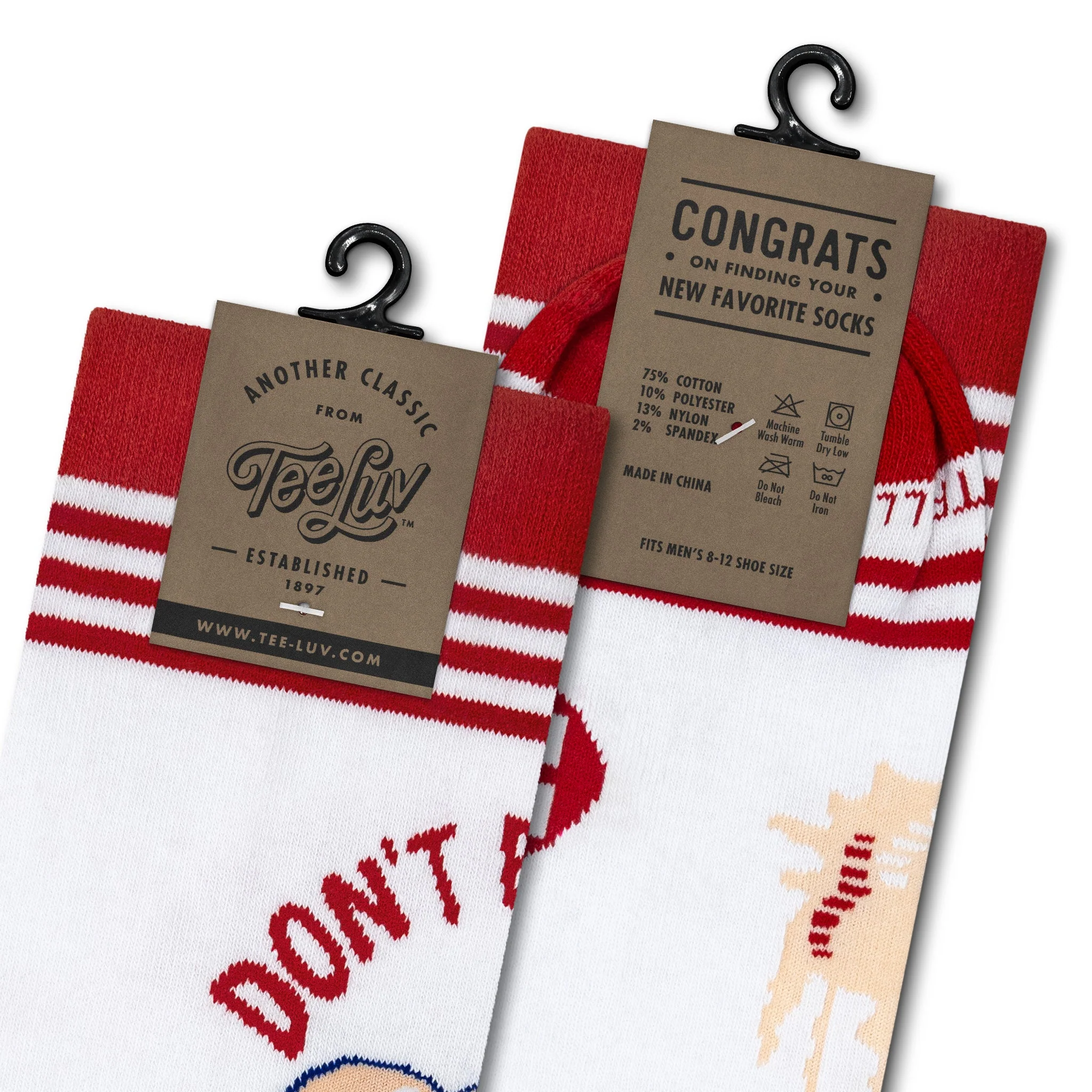 Dubble Bubble Gum Don't Burst My Bubble Candy Logo Socks - White/Red - Image 3