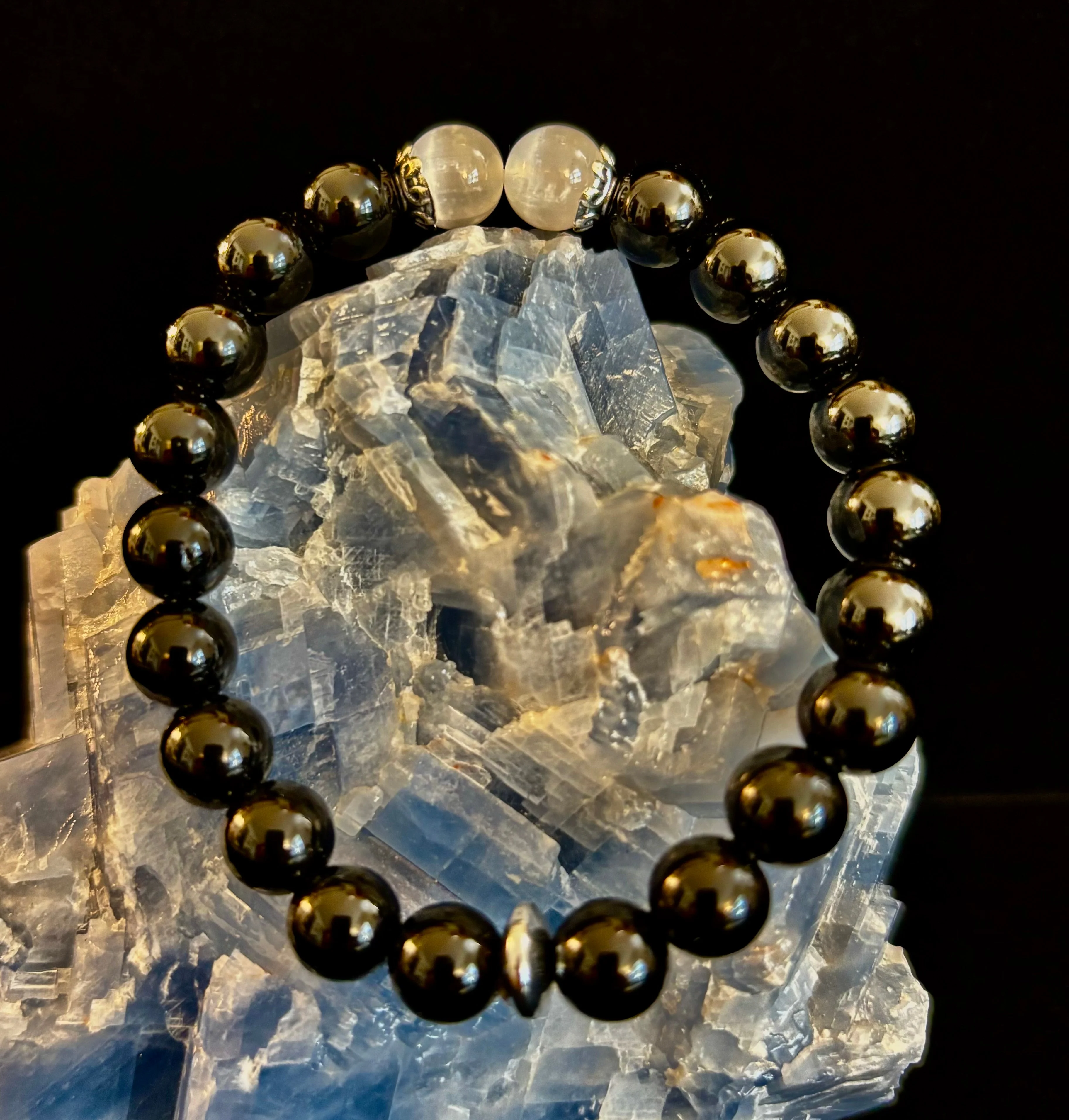 Energy Shield Bracelet β Black Obsidian & Selenite Protection Bracelet - Image 4