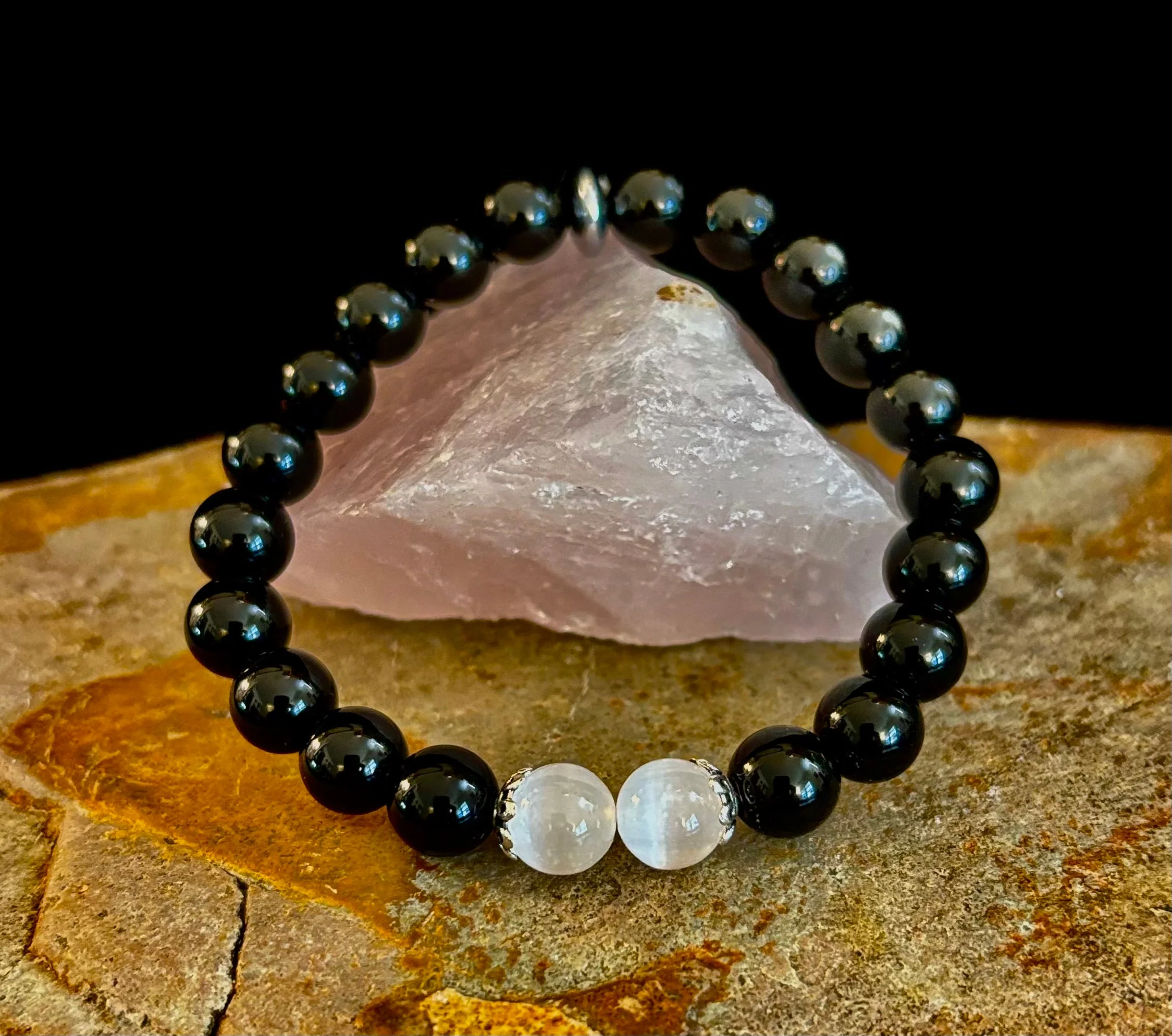 Energy Shield Bracelet β Black Obsidian & Selenite Protection Bracelet - Image 9