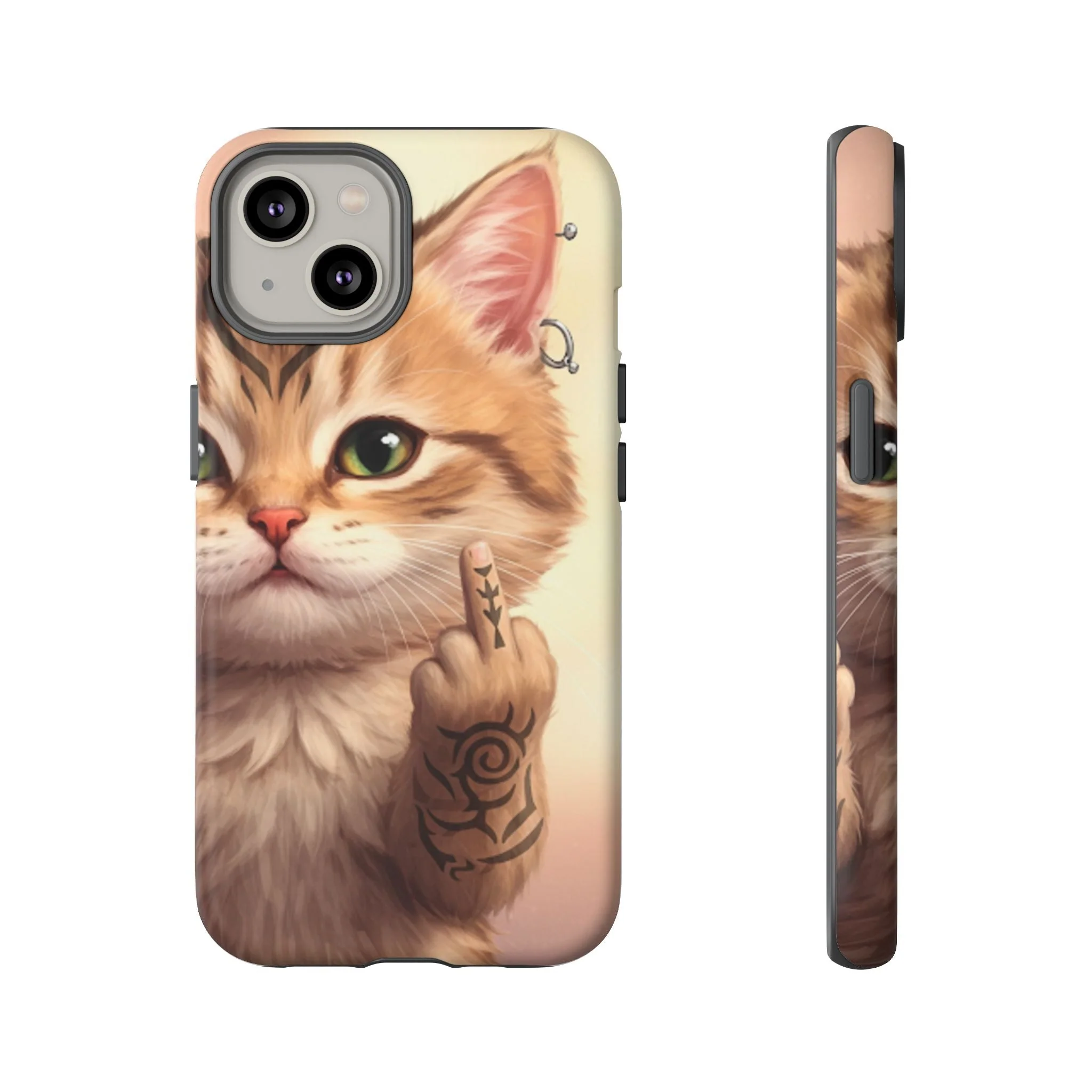 Evil Kitty Giving the Bird Tough Phone Case - Image 2