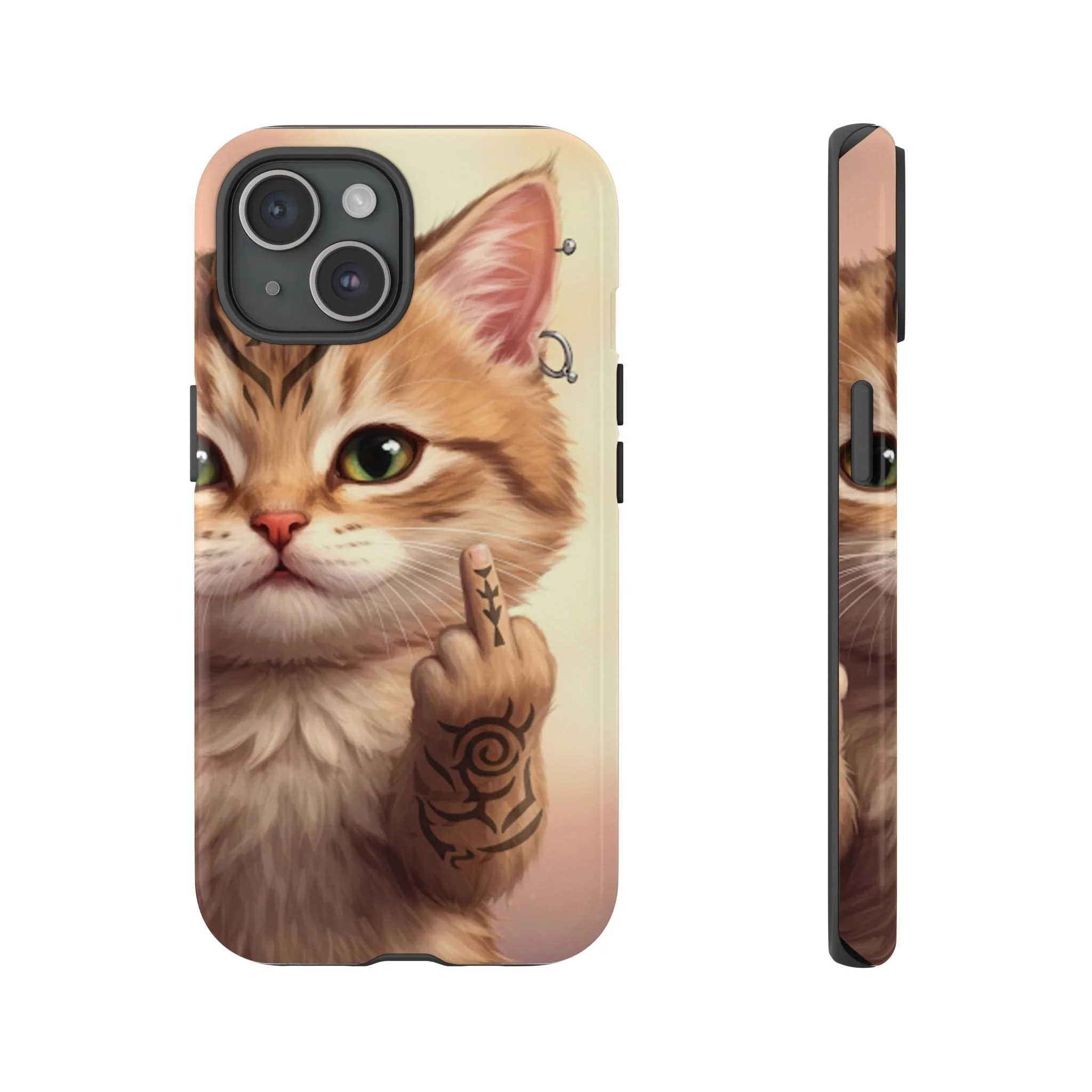 Evil Kitty Giving the Bird Tough Phone Case - Image 3