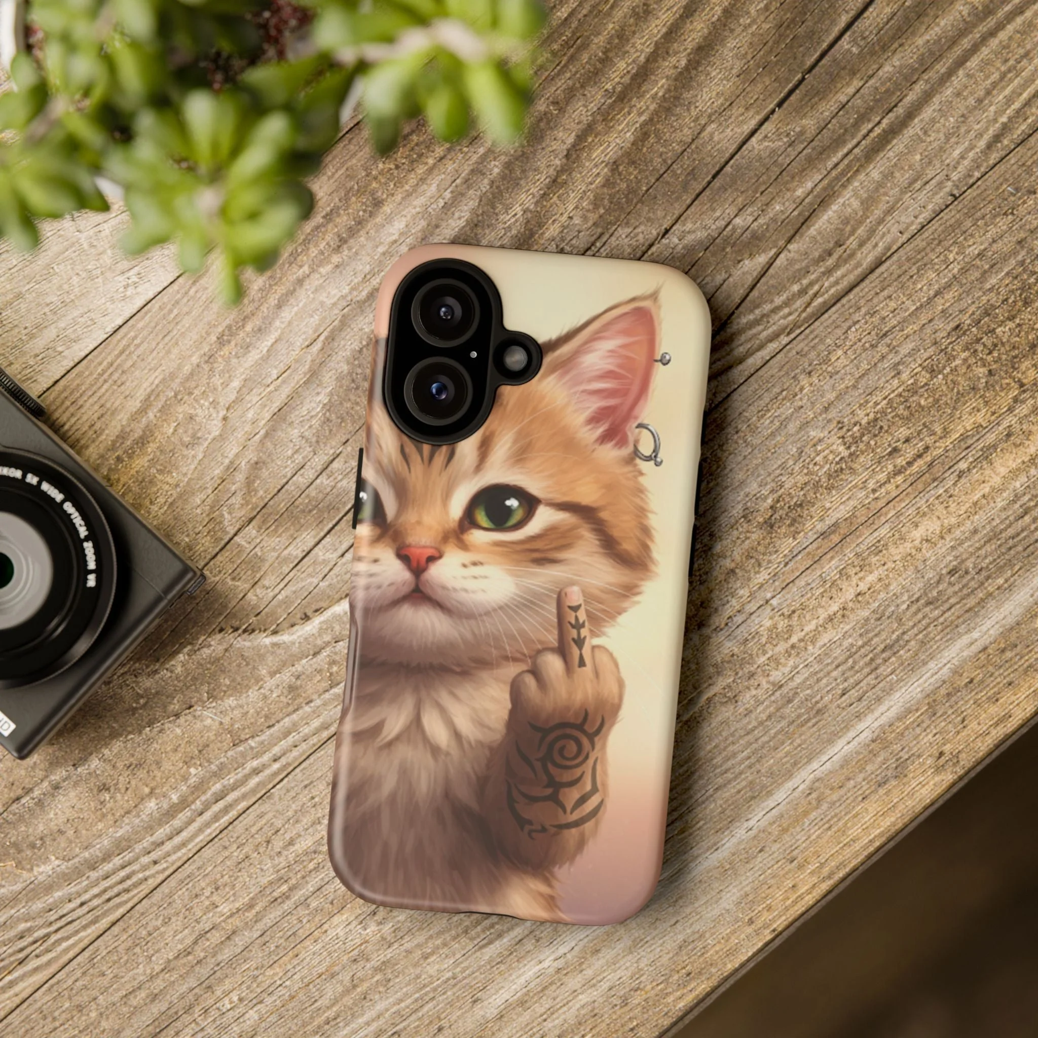 Evil Kitty Giving the Bird Tough Phone Case - Image 32