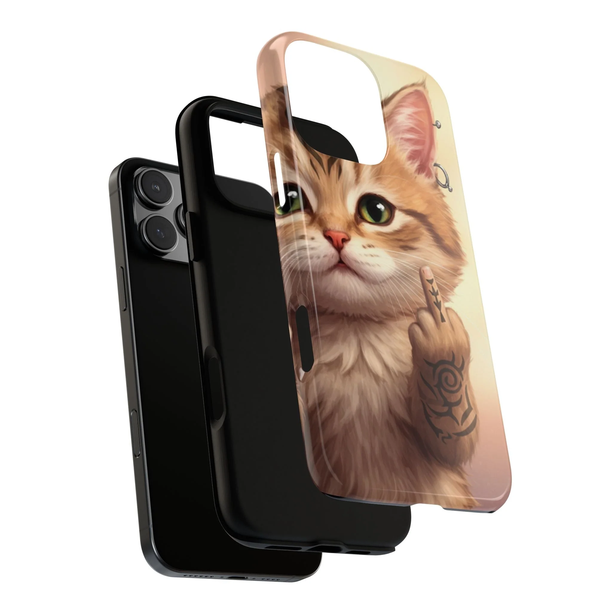Evil Kitty Giving the Bird Tough Phone Case - Image 40