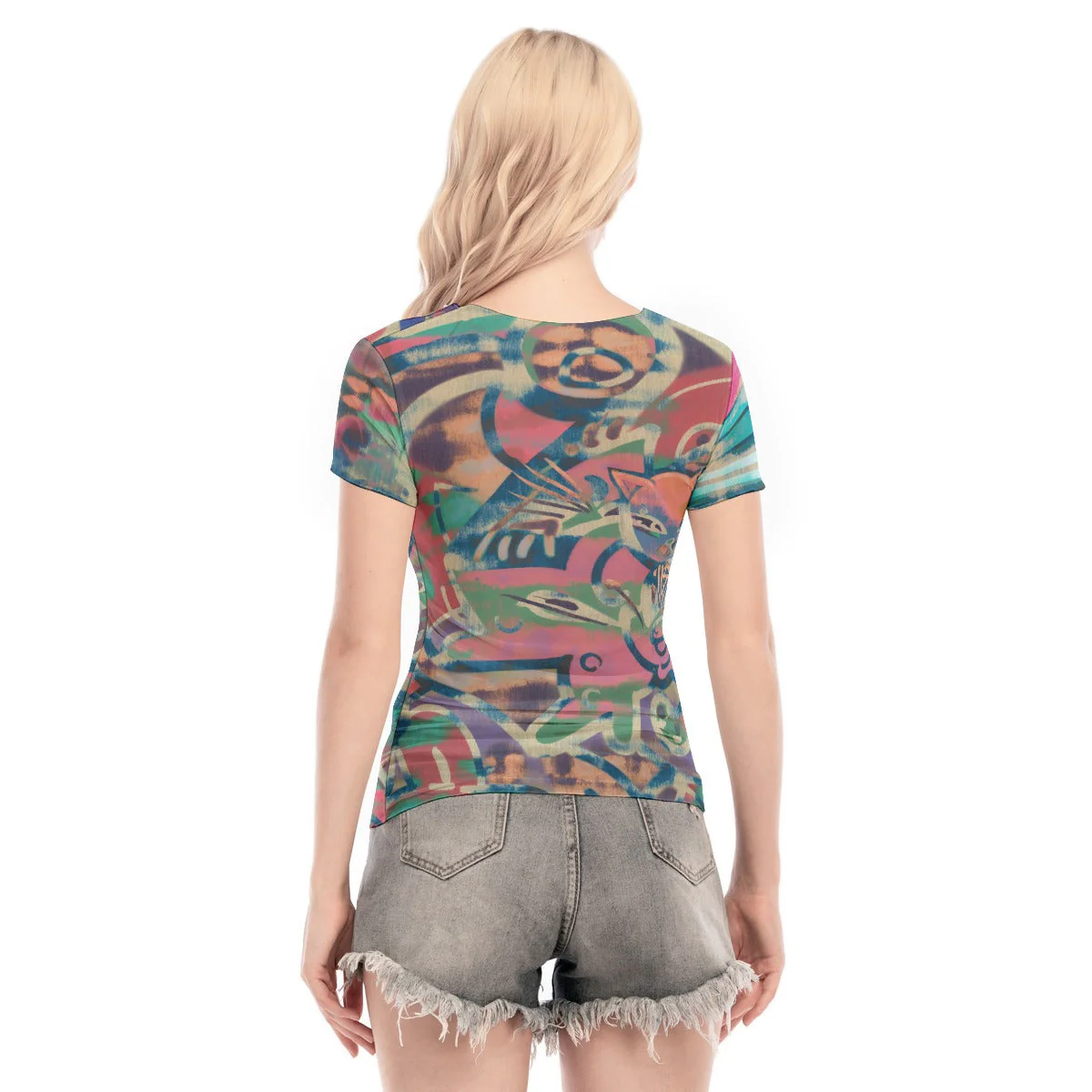 Feline Urbana Women's Short Sleeve Mesh Blouse Top - Image 8