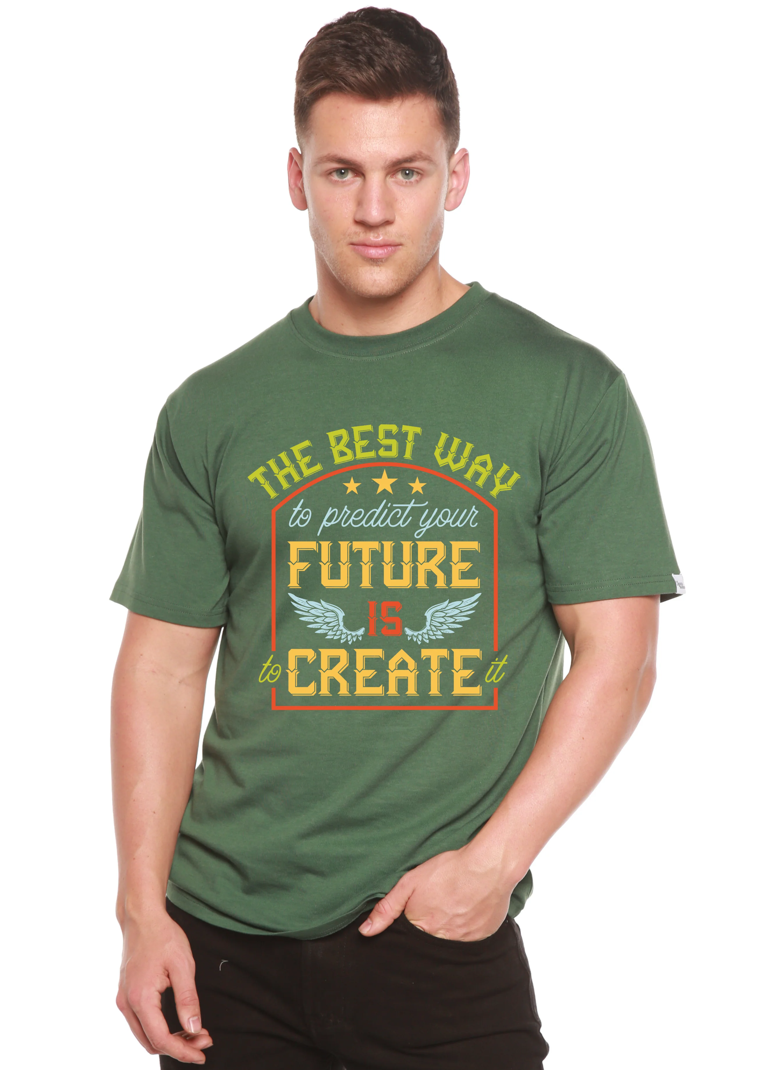 Feture is Create Spun Bamboo® Men's Bamboo Viscose/Organic Cotton Short Sleeve Graphic T-Shirt - Image 3