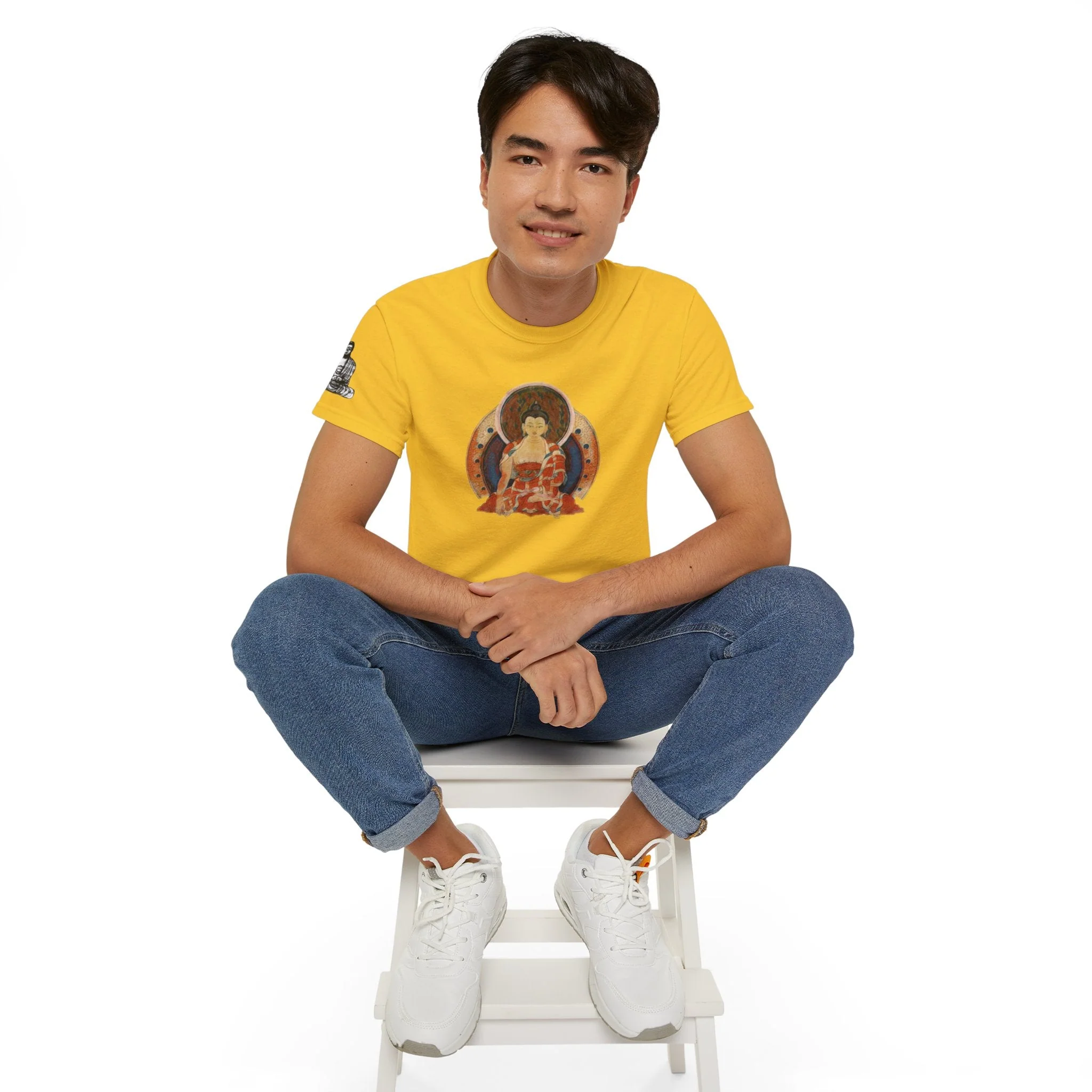Fine Art Buddha Oil Paint Print Unisex Ultra Cotton Tee - Image 52