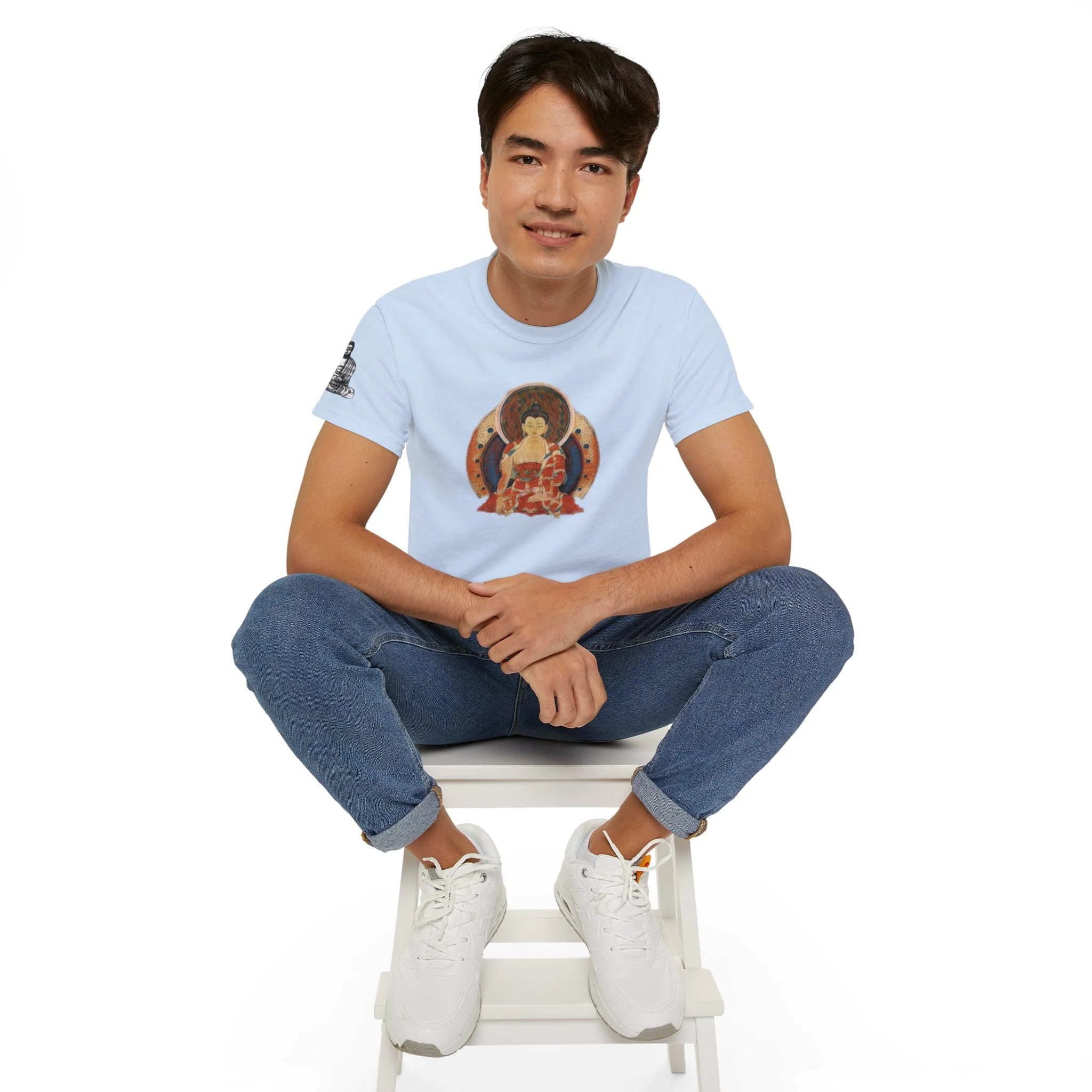 Fine Art Buddha Oil Paint Print Unisex Ultra Cotton Tee - Image 72