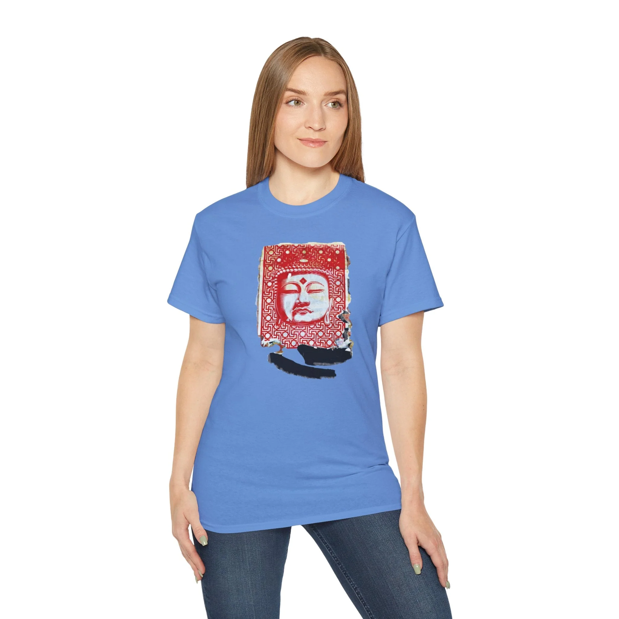 Fine Art Buddha Tablet Print Unisex Ultra Cotton Tee - Image 4