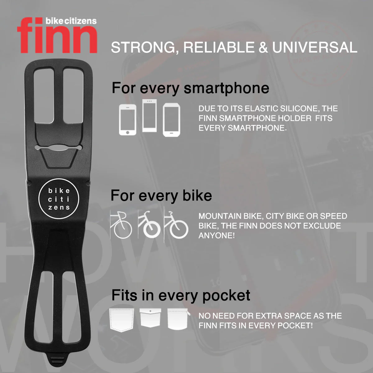 FINN - Universal Bicycle Phone Mount - Transparent - Image 5