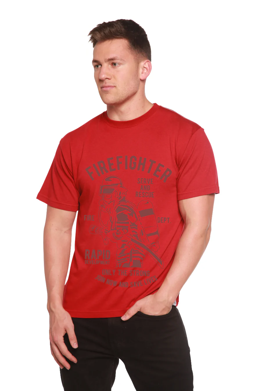 Firefighter Dept Men's Bamboo Viscose/Organic Cotton Short Sleeve Graphic T-Shirt - Image 11