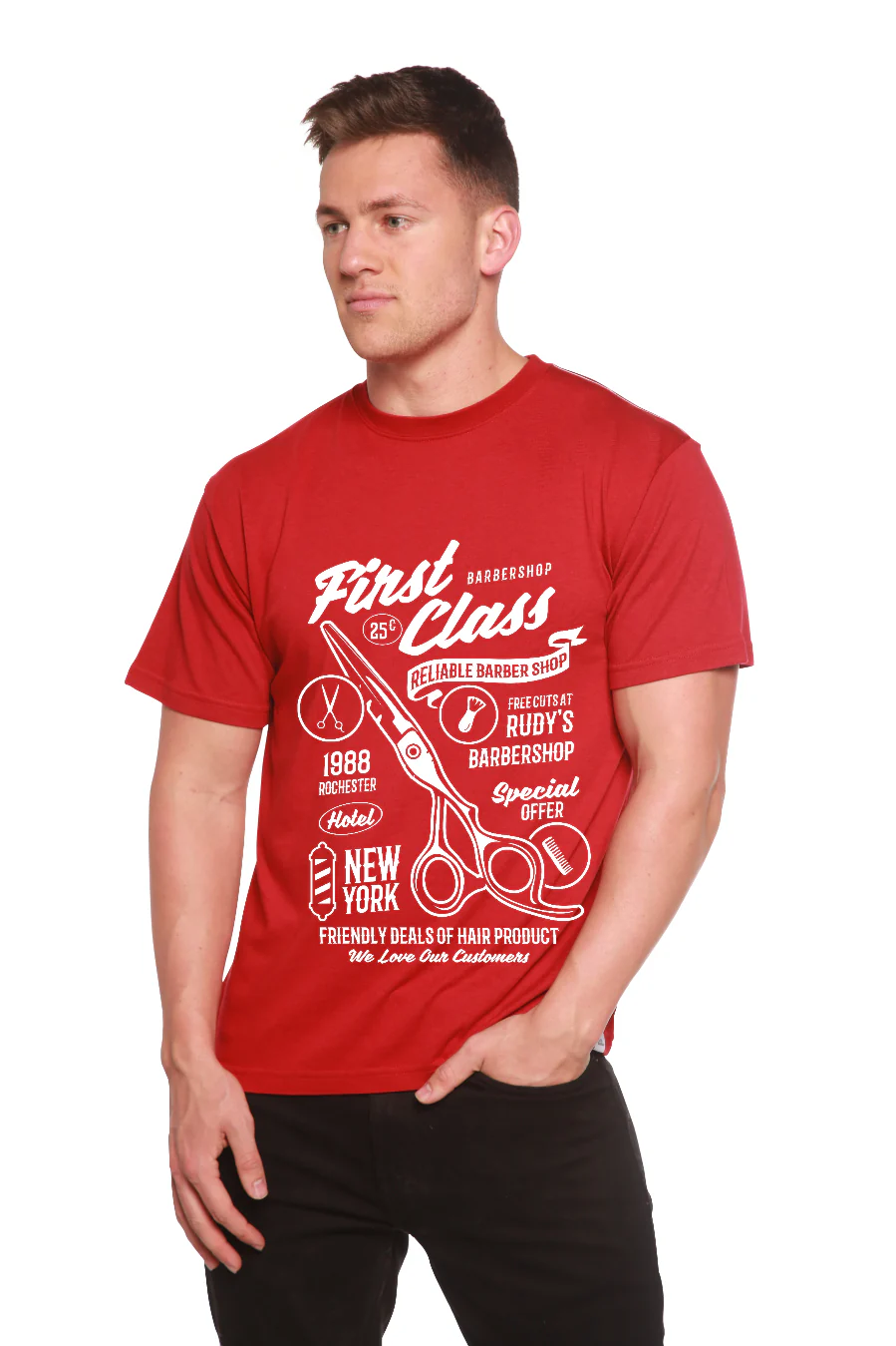 First Class Barber Men's Bamboo Viscose/Organic Cotton Short Sleeve Graphic T-Shirt - Image 8