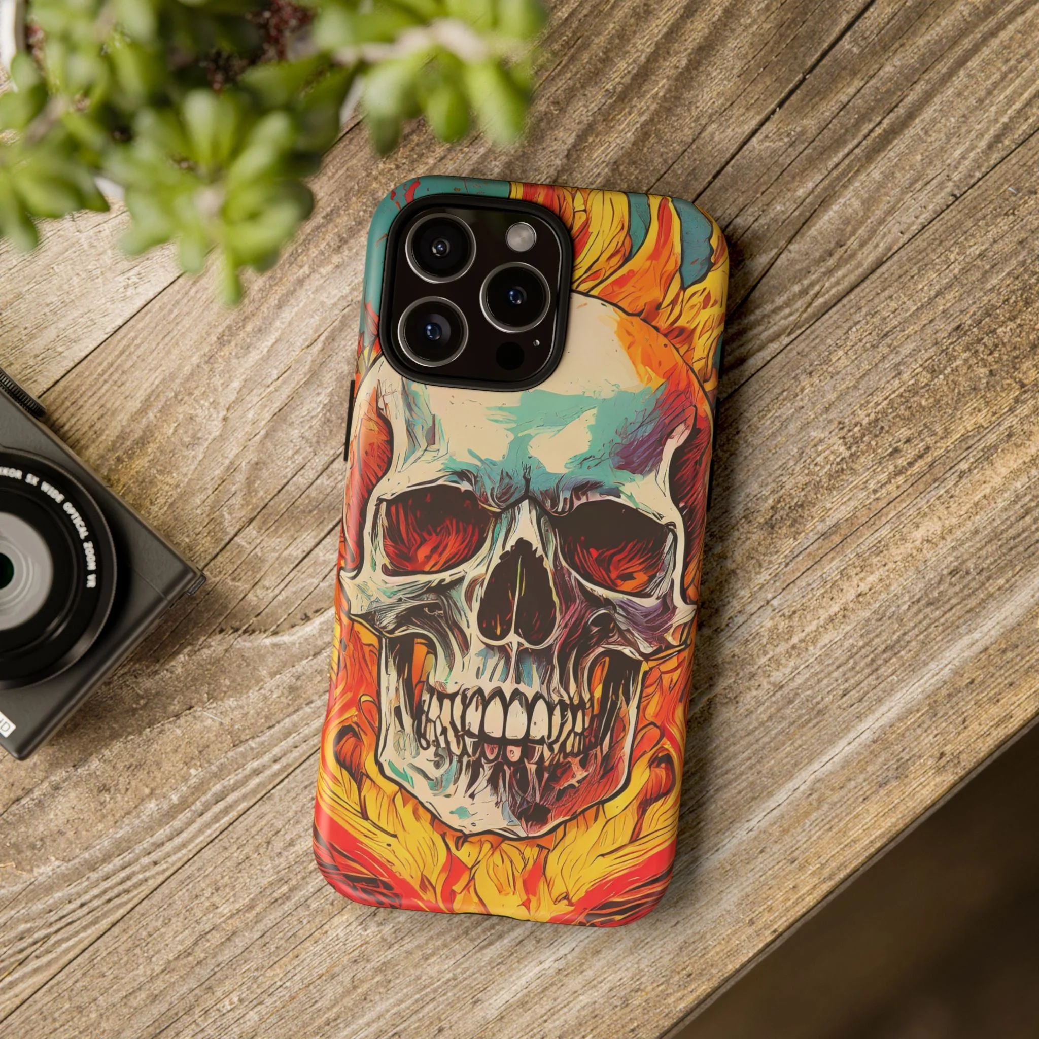 Flaming Skull Tough Phone Case - Image 106