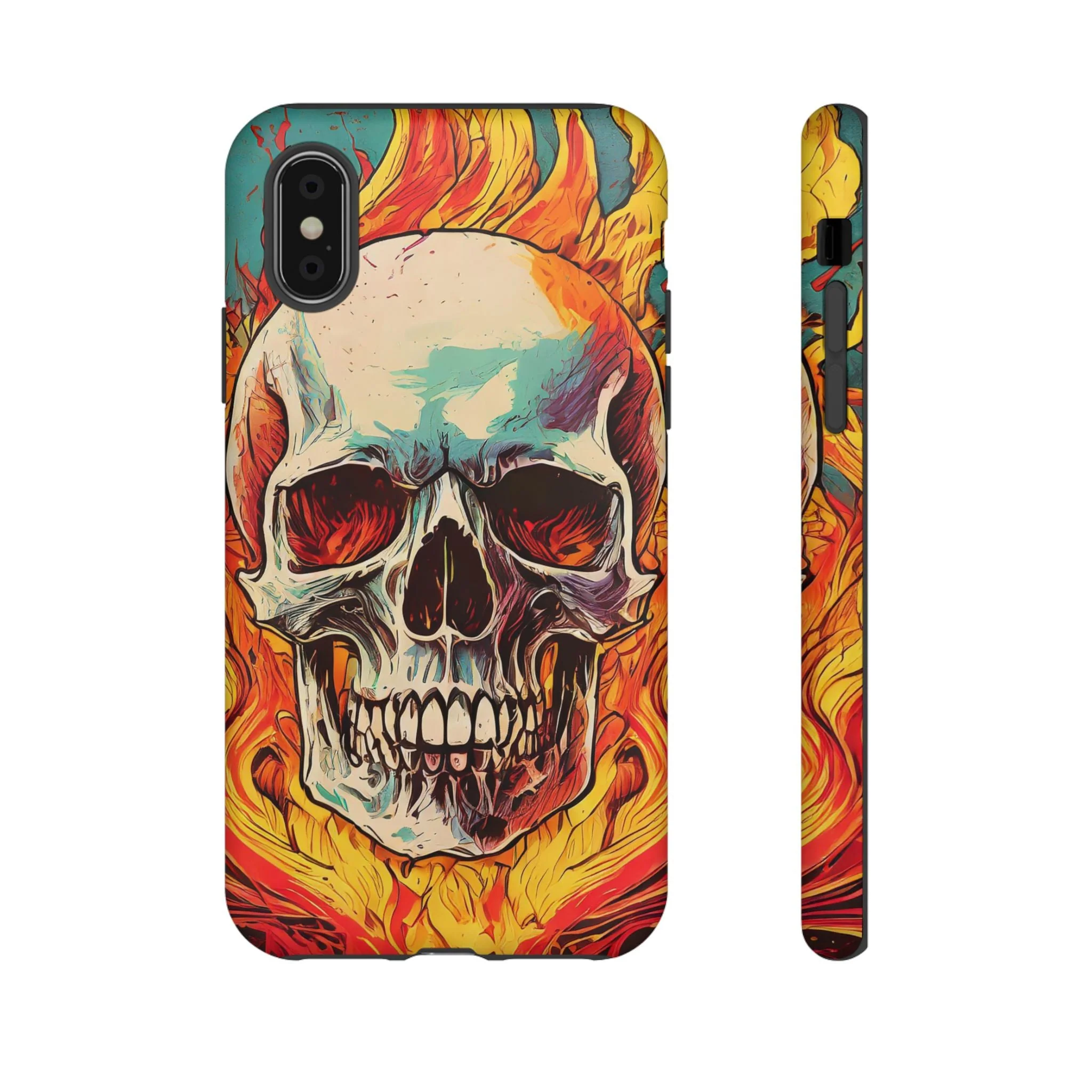 Flaming Skull Tough Phone Case - Image 4