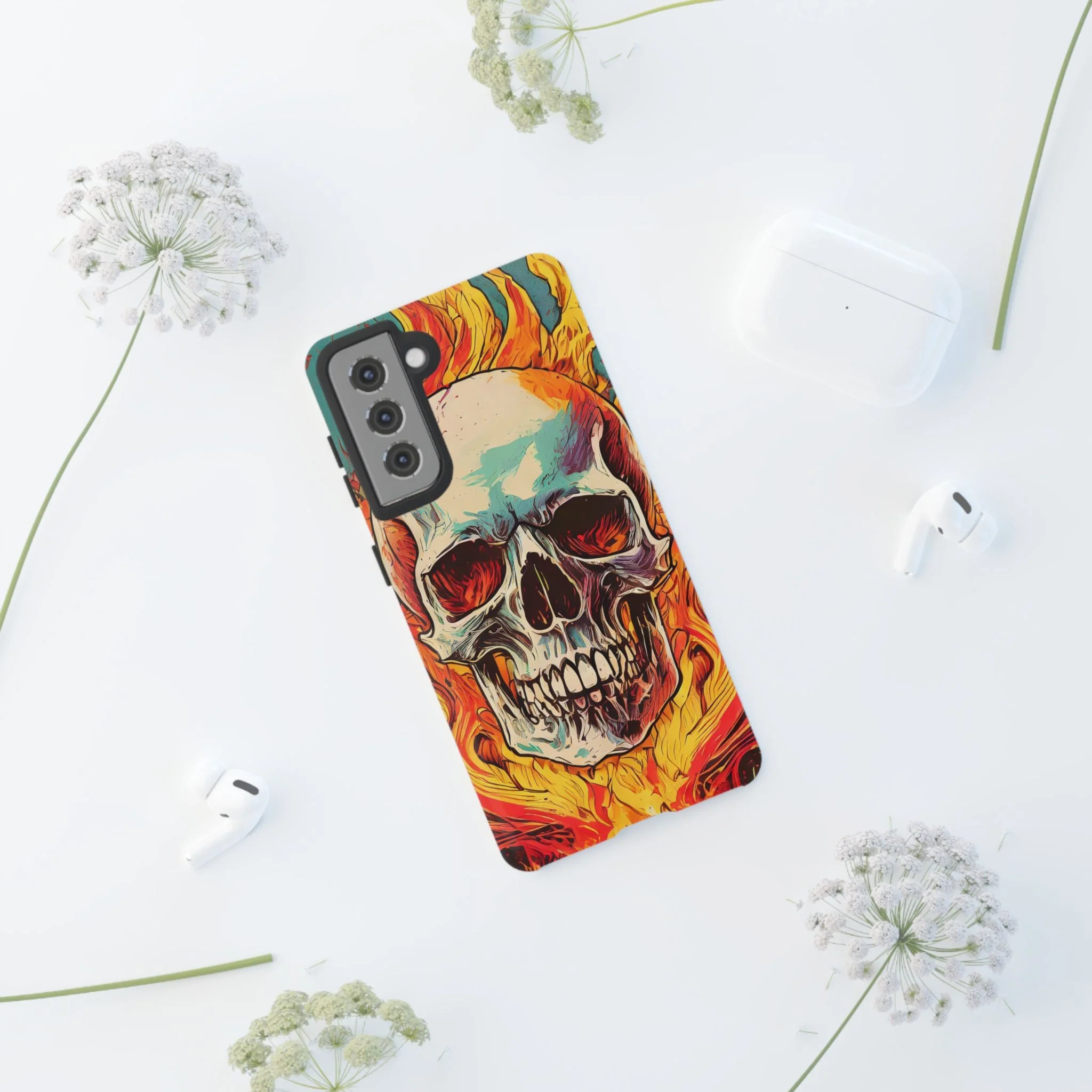 Flaming Skull Tough Phone Case - Image 51