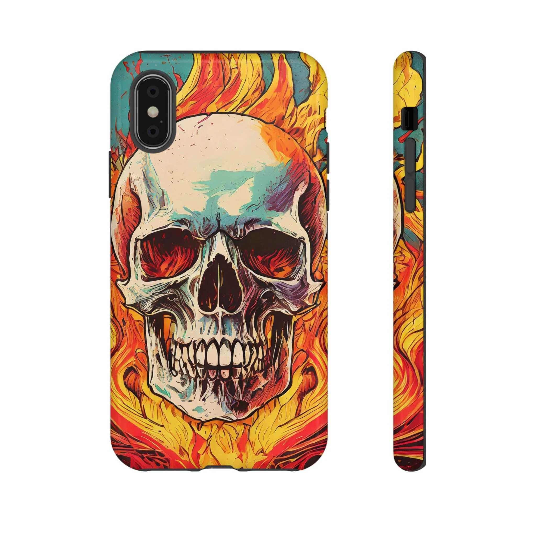 Flaming Skull Tough Phone Case - Image 7