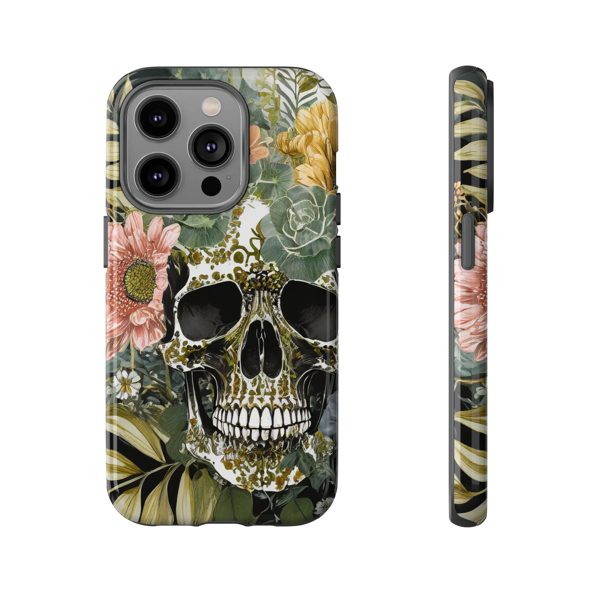 Floral Skull Tough Phone Case - Image 3