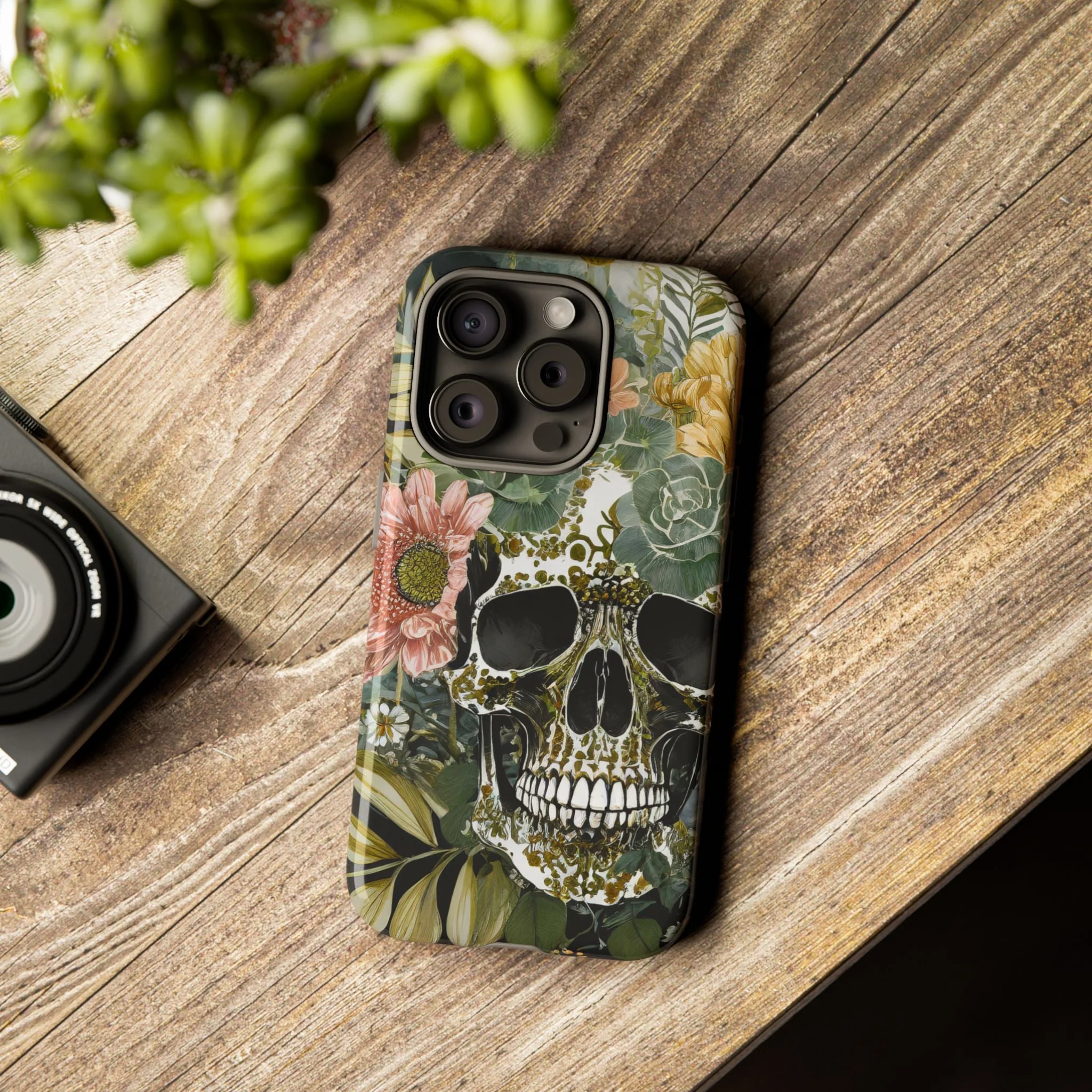 Floral Skull Tough Phone Case - Image 38