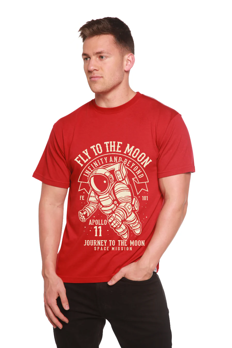 Fly To The Moon Men's Bamboo Viscose/Organic Cotton Short Sleeve Graphic T-Shirt - Image 10