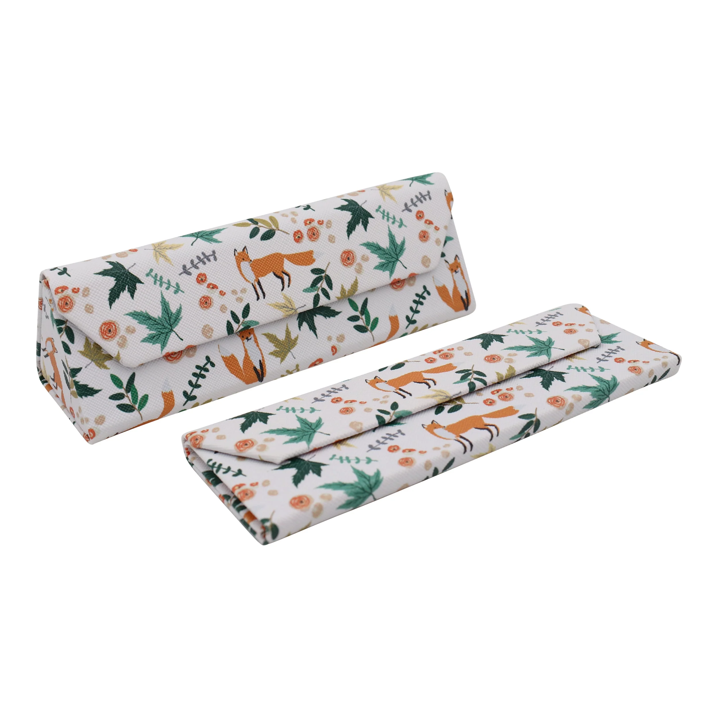 Fox Print Glasses Case - Vegan Leather Magic Folding Hardcase - Image 2