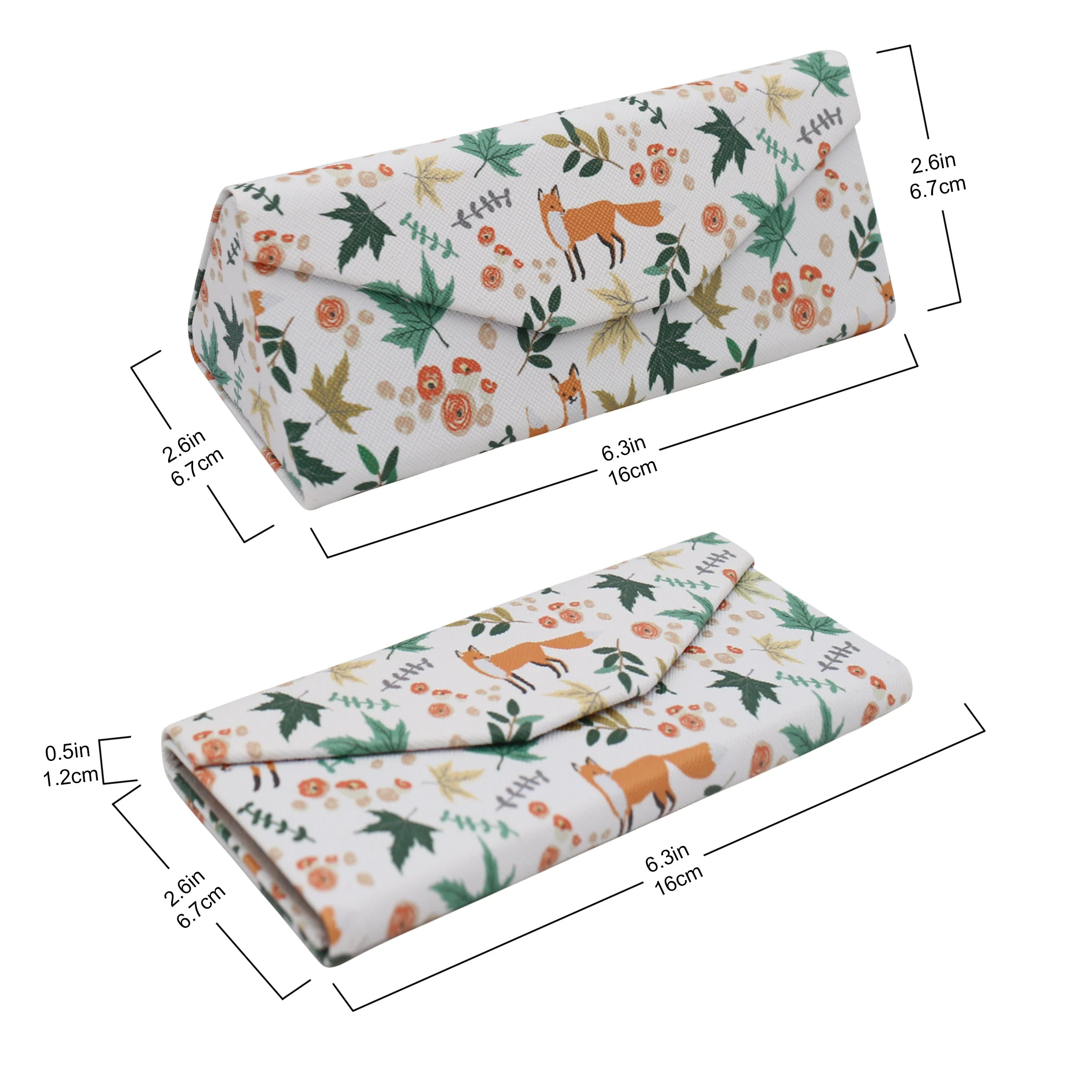 Fox Print Glasses Case - Vegan Leather Magic Folding Hardcase - Image 3