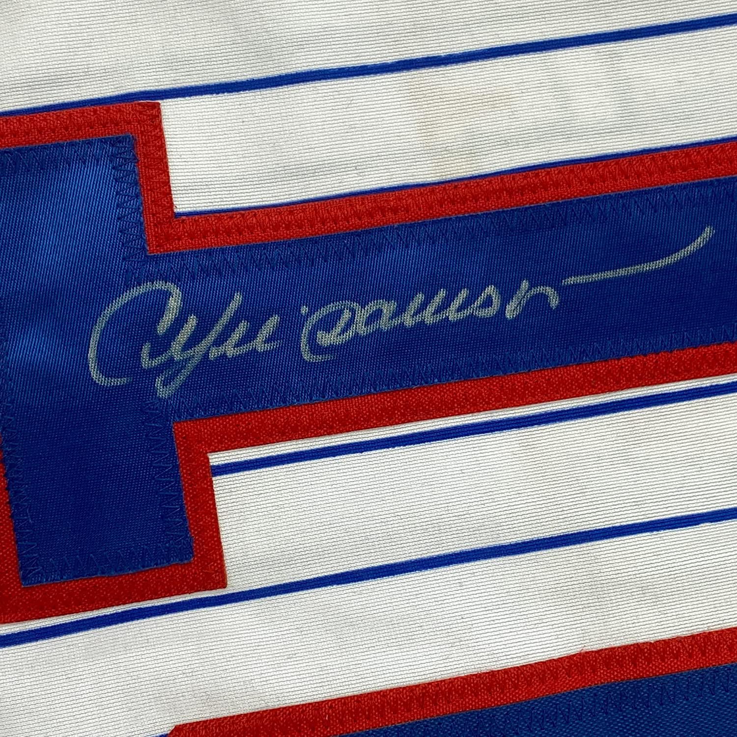 Framed Autographed/Signed Andre Dawson 35x39 Montreal Pinstripe Baseball Jersey JSA COA - Image 2