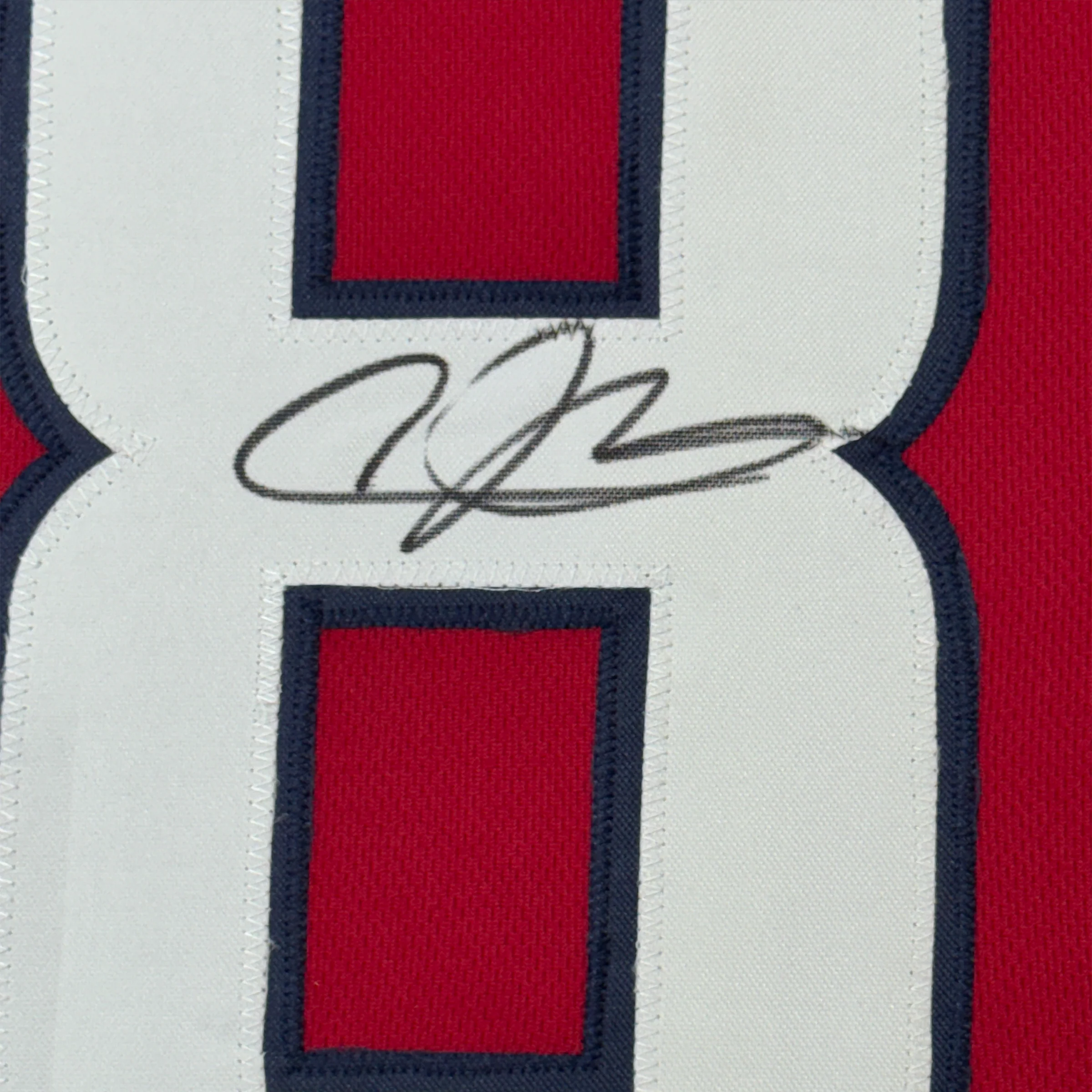 Framed Autographed/Signed Andre Johnson 35x39 Houston Texans Red Football Jersey JSA COA - Image 2