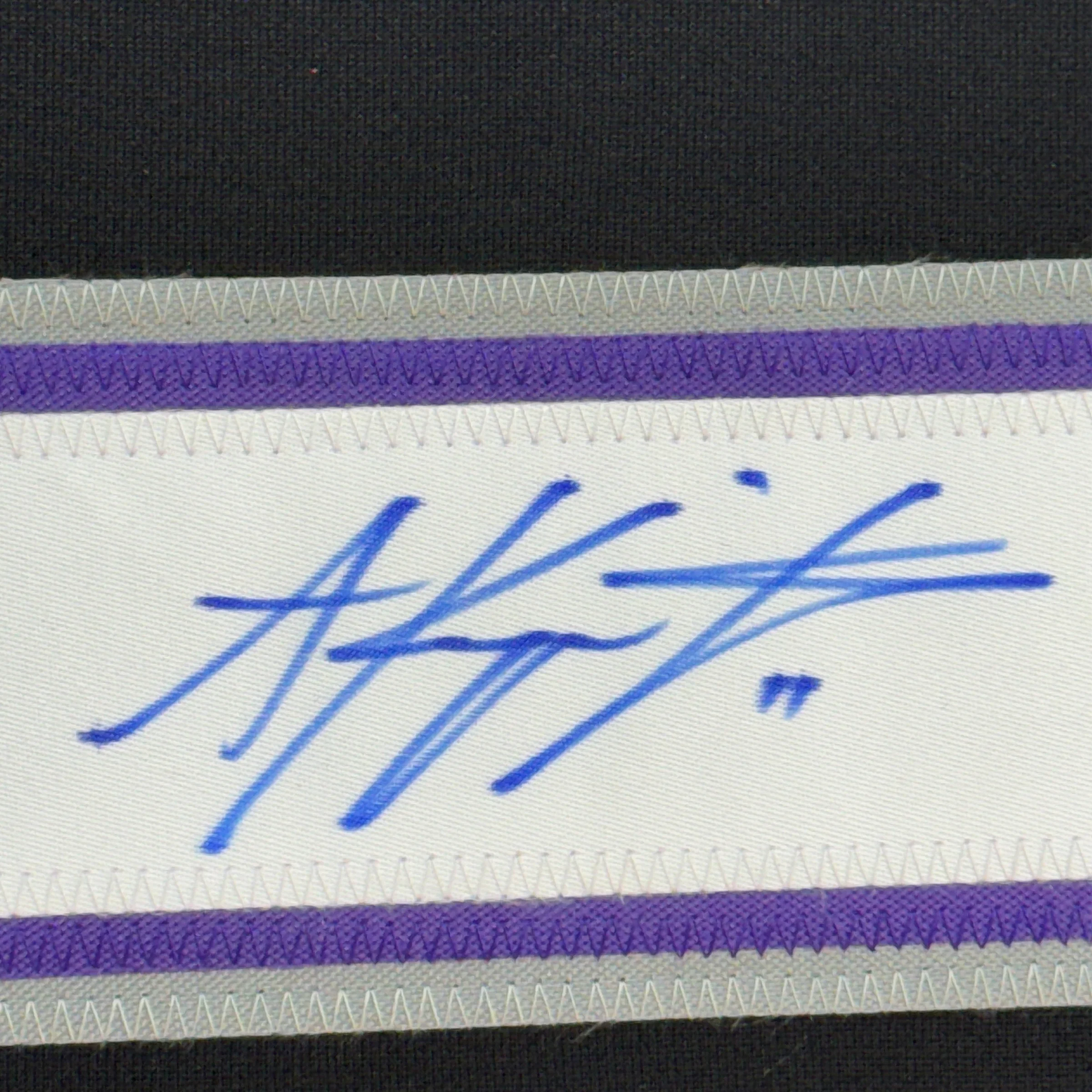 Framed Autographed/Signed Anze Kopitar 35x39 Los Angeles LA Black Hockey Jersey Beckett BAS COA #2 - Image 2
