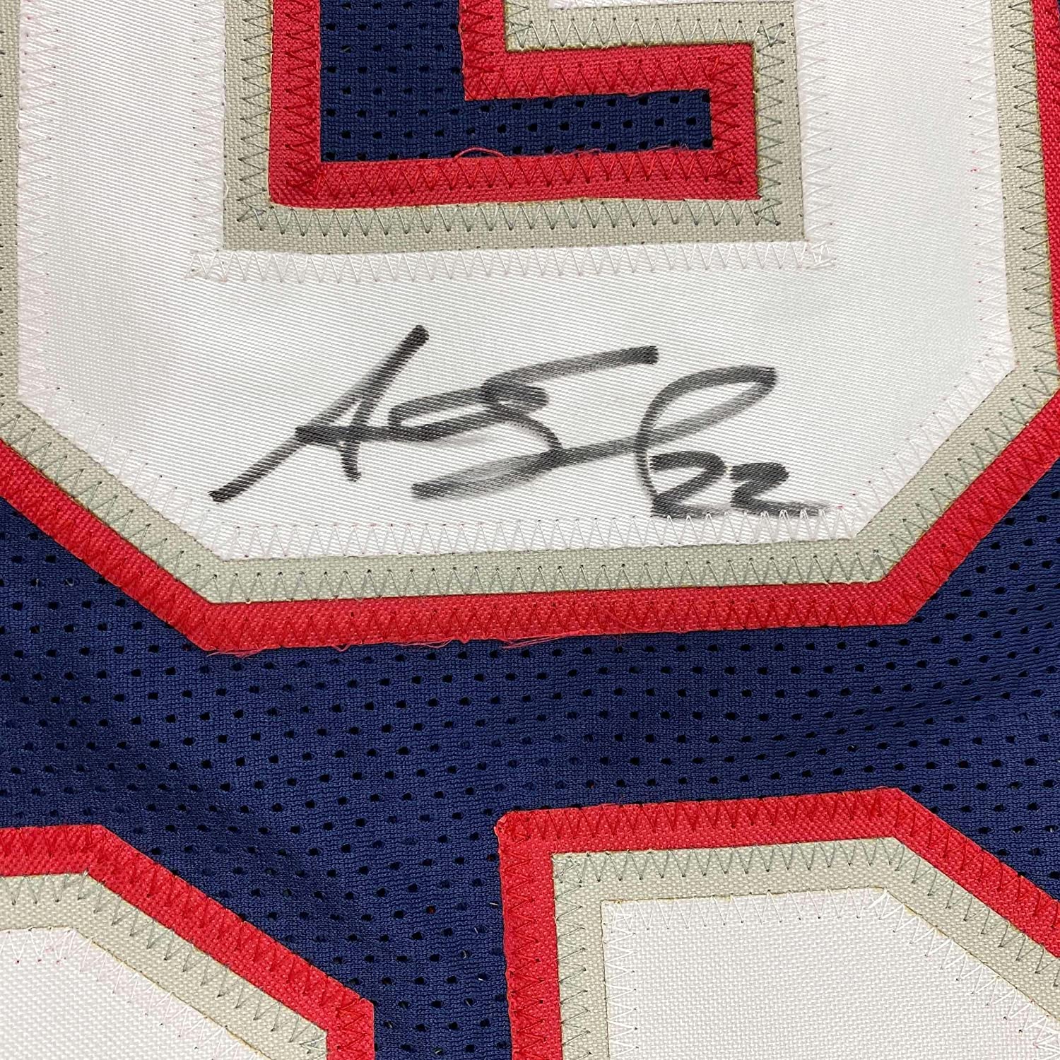 Framed Autographed/Signed Asante Samuel Sr. 35x39 New England Blue Football Jersey JSA COA - Image 2