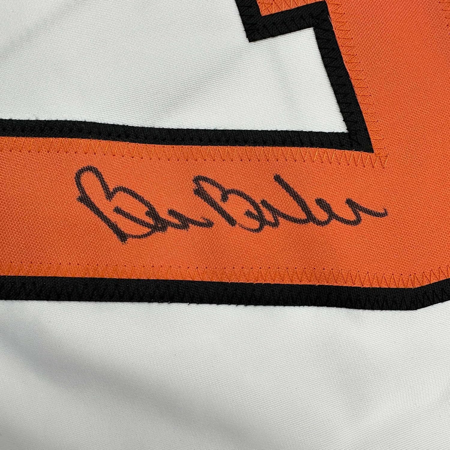 Framed Autographed/Signed Bill Barber 35x39 Philadelphia White Hockey Jersey Beckett BAS COA - Image 2