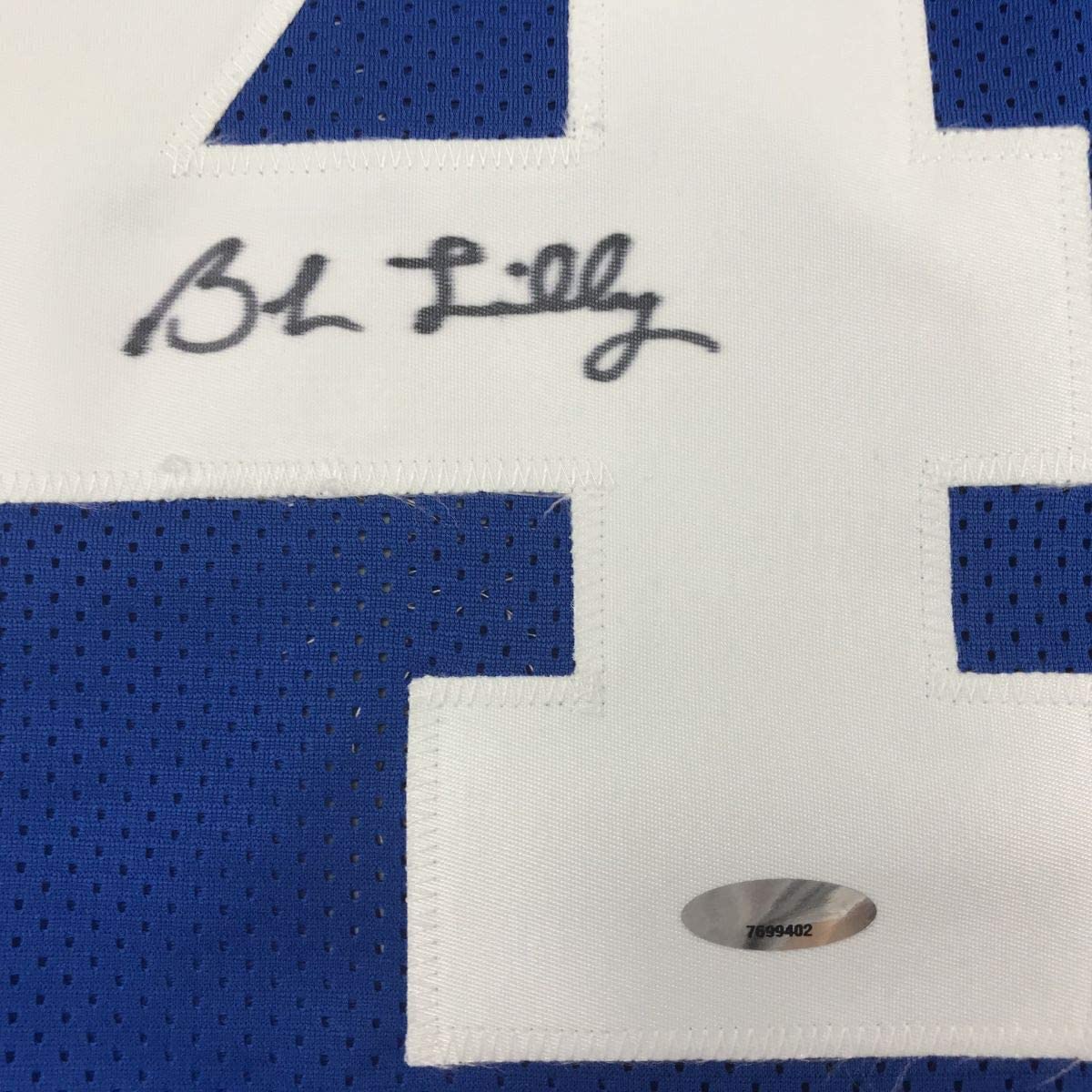 Framed Autographed/Signed Bob Lilly 35x39 Dallas Retro Blue Football Jersey Tristar COA Holo Only - Image 2