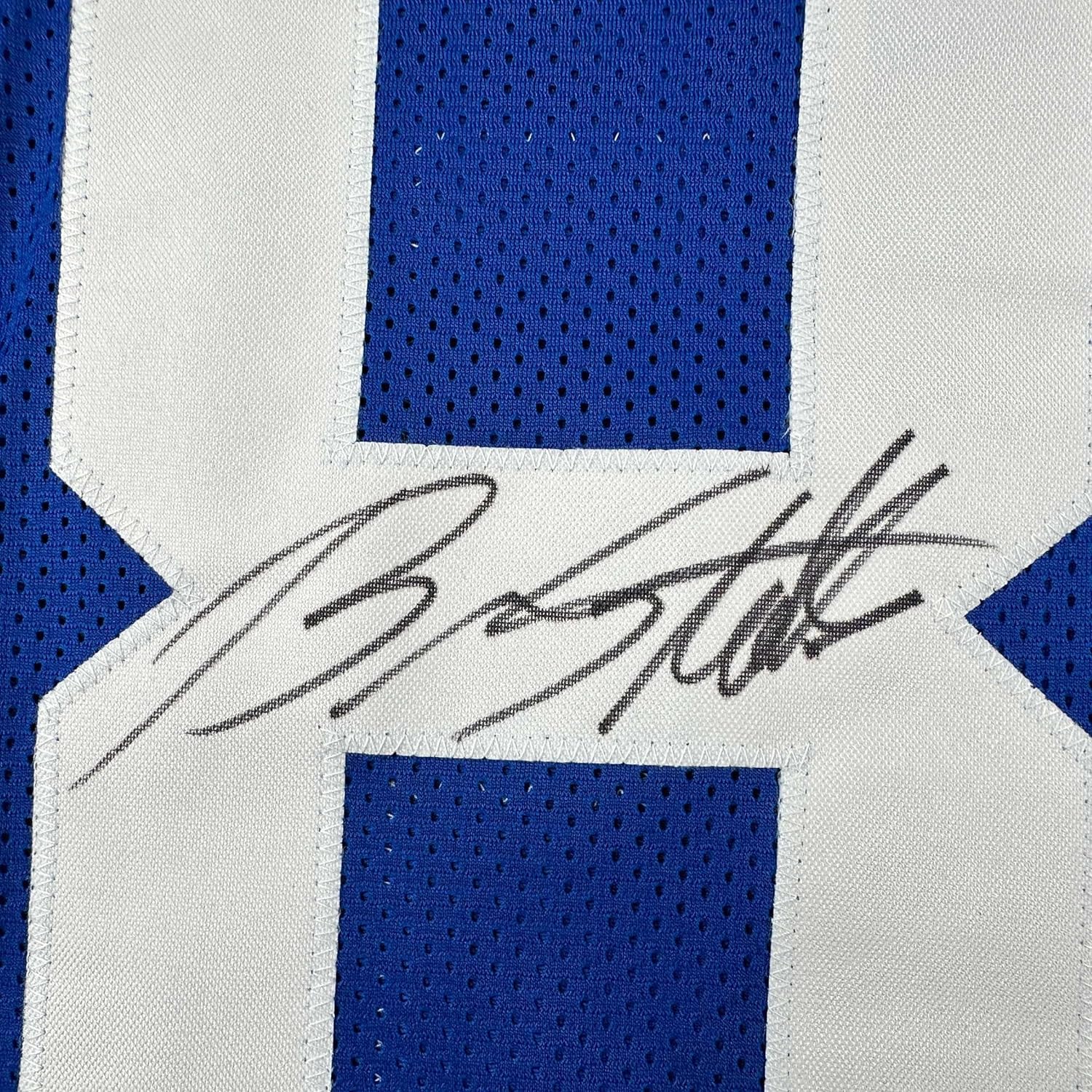 Framed Autographed/Signed Brandon Stokley 35x39 Indianapolis Blue Football Jersey JSA COA - Image 2