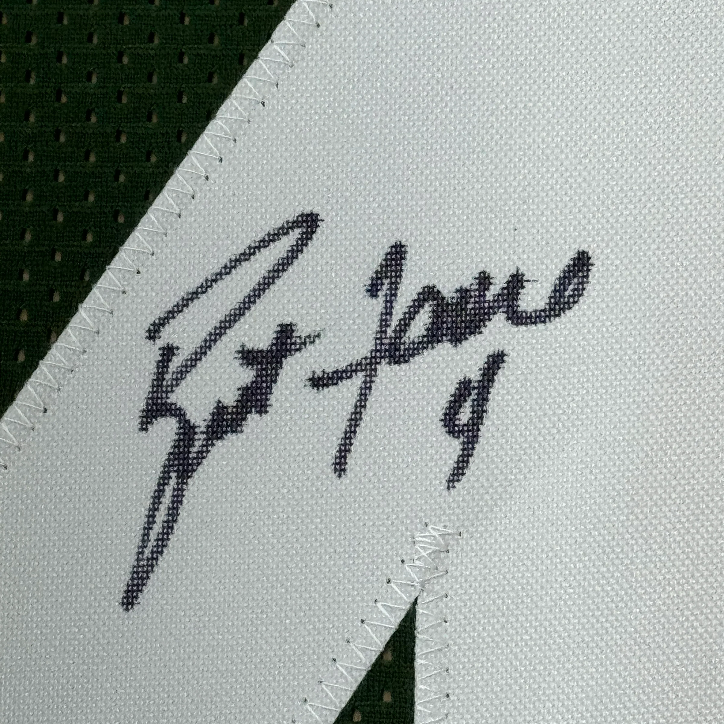 Framed Autographed/Signed Brett Favre 35x39 Green Bay Green Football Jersey JSA COA - Image 2
