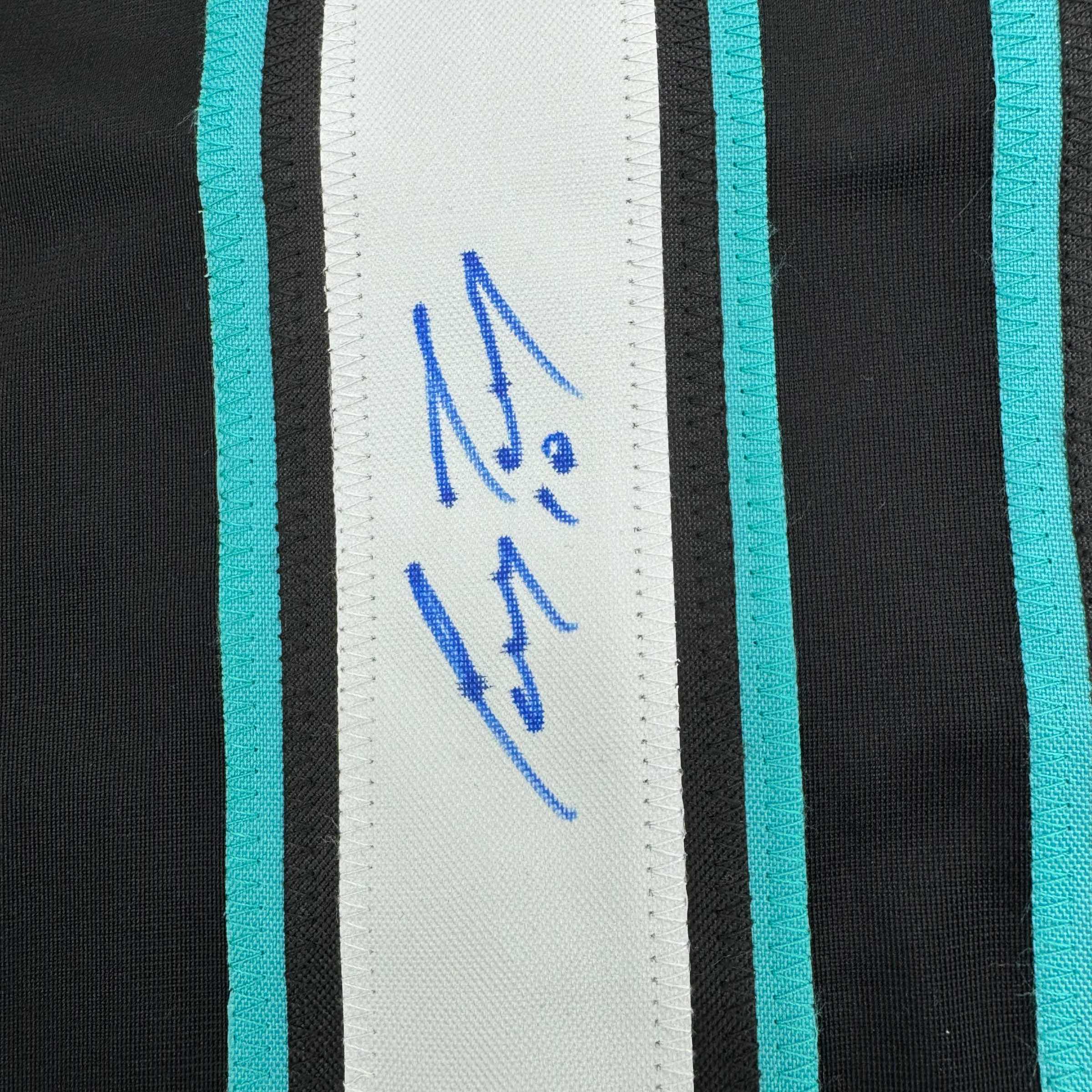 Framed Autographed/Signed Corey Perry 35x39 Anaheim Black Retro Hockey Jersey JSA COA - Image 2